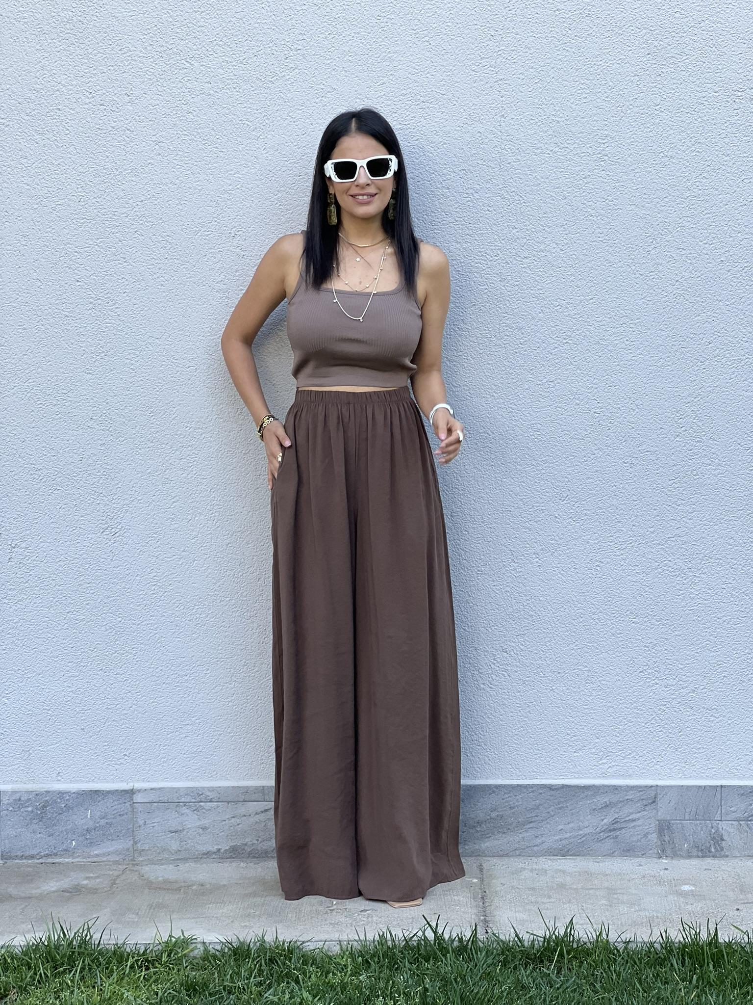 50979 LASTİKLİ PANTOLON KAHVERENGİ