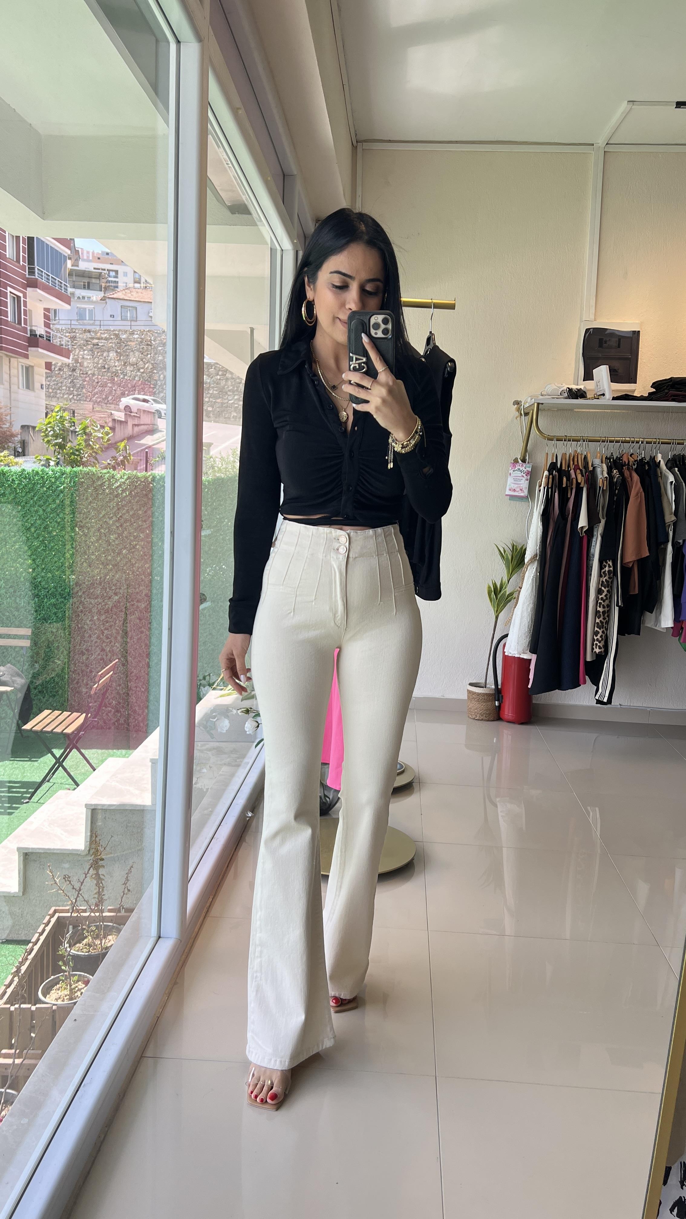 7021-80 PENSLİ İSPANYOL JEAN KREM