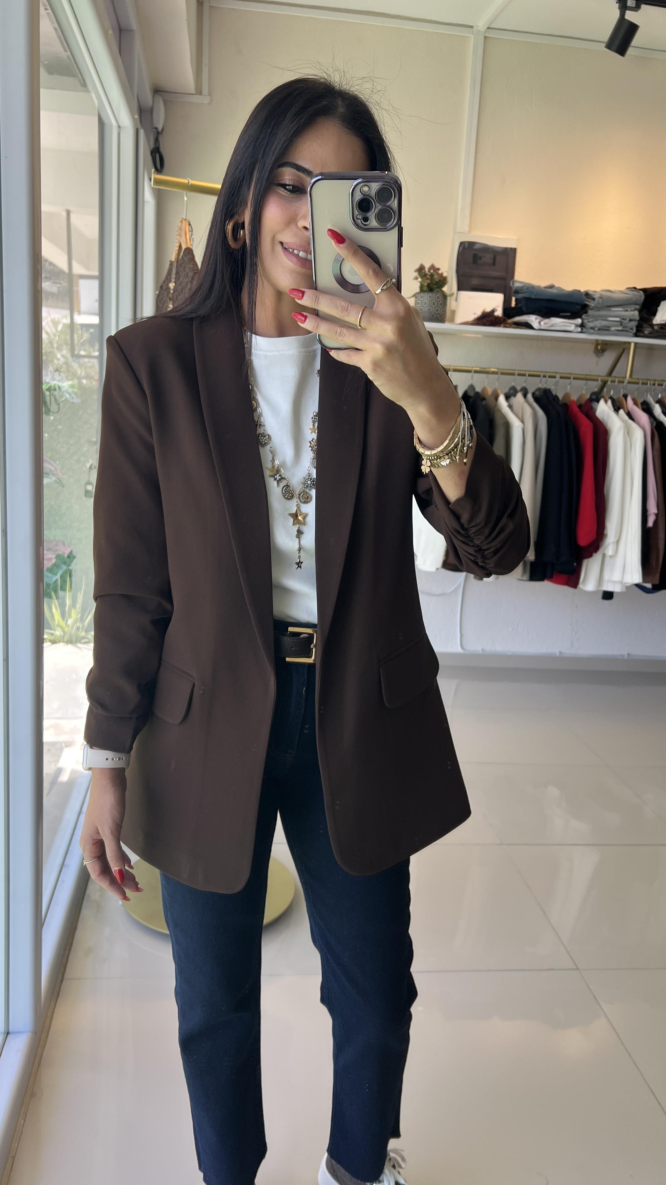 777 KOLU BÜZGÜLÜ BLAZER KAHVERENGİ