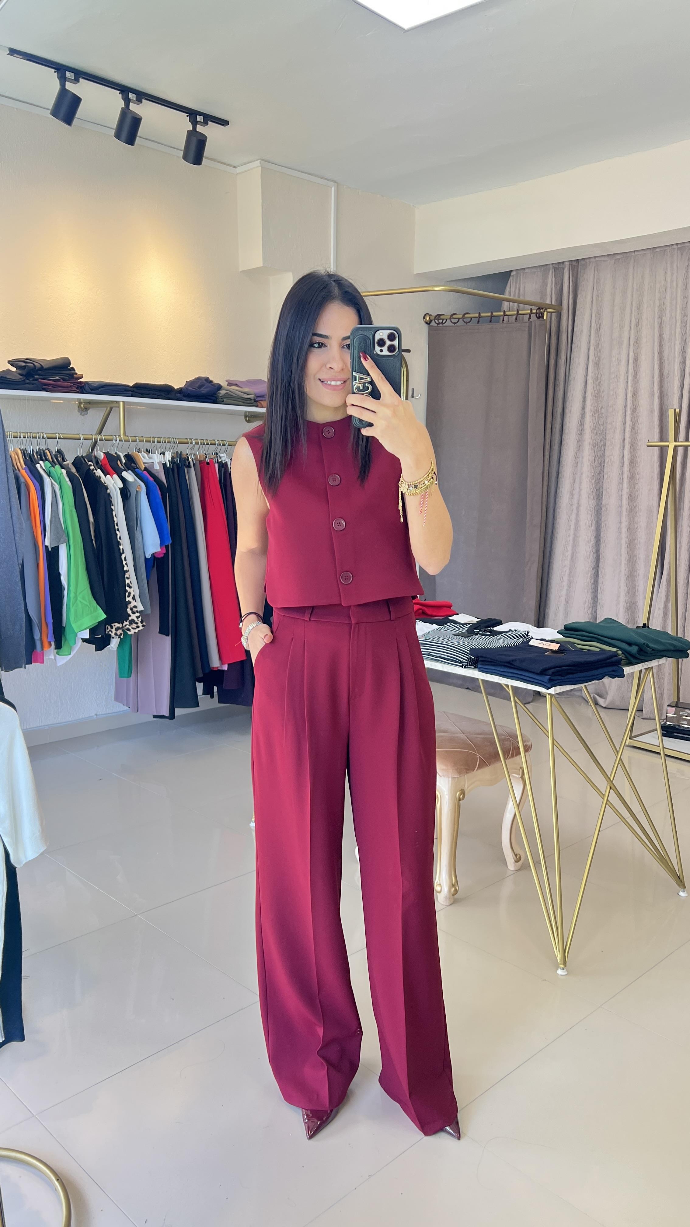 9188 YELEK PANTOLON TAKIM BORDO