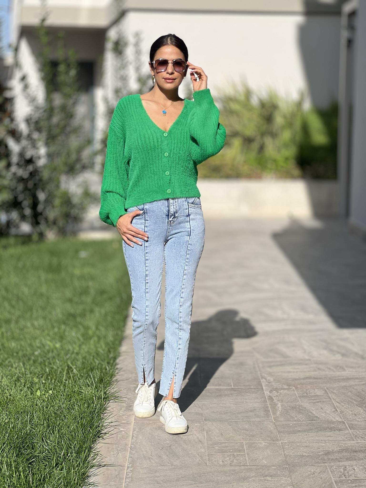 DİLVİN ÖNÜ YIRTMAÇLI JEAN MAVİ