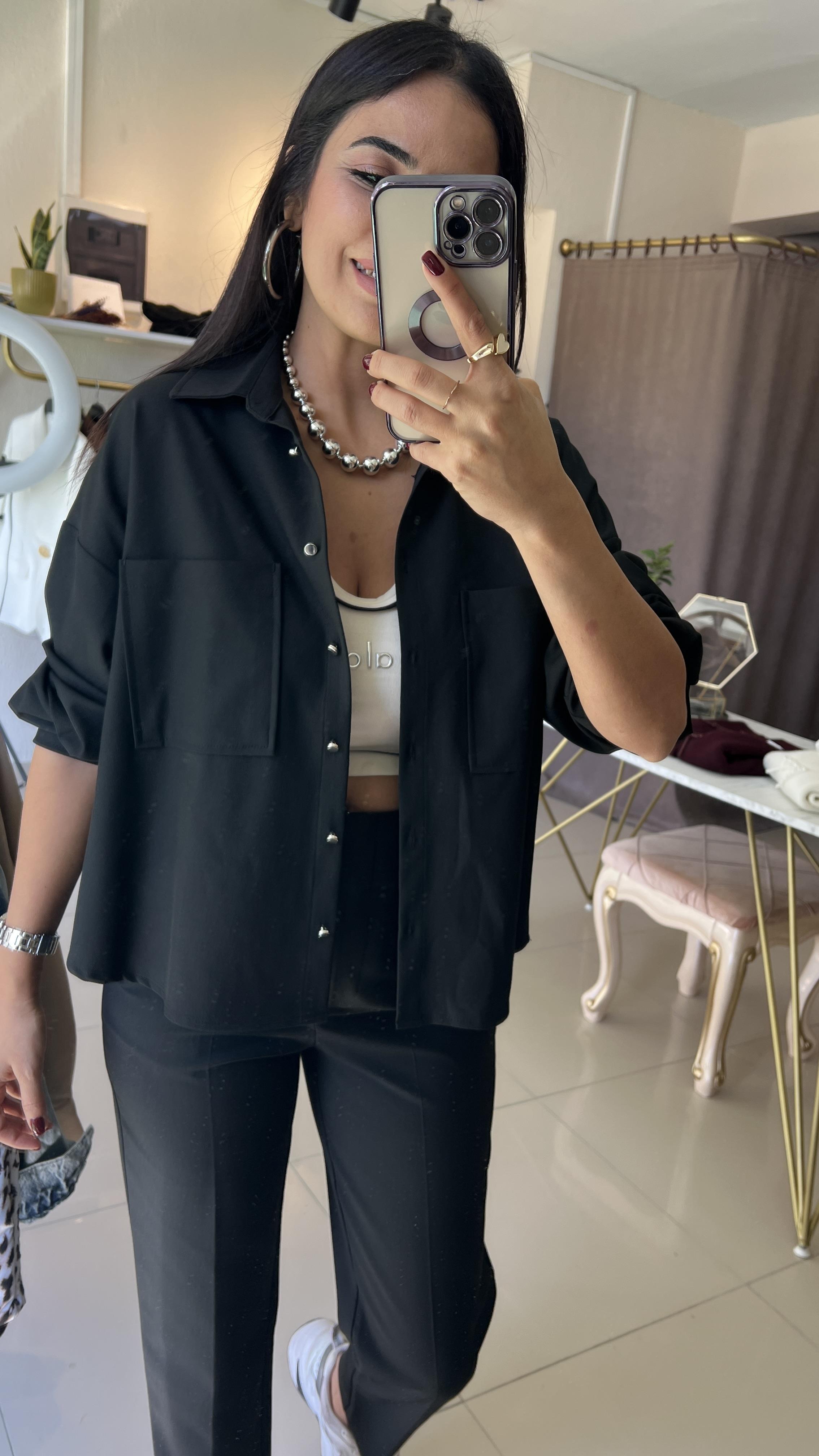 Dilvin Oversize Gömlek Ceket-Siyah 50522