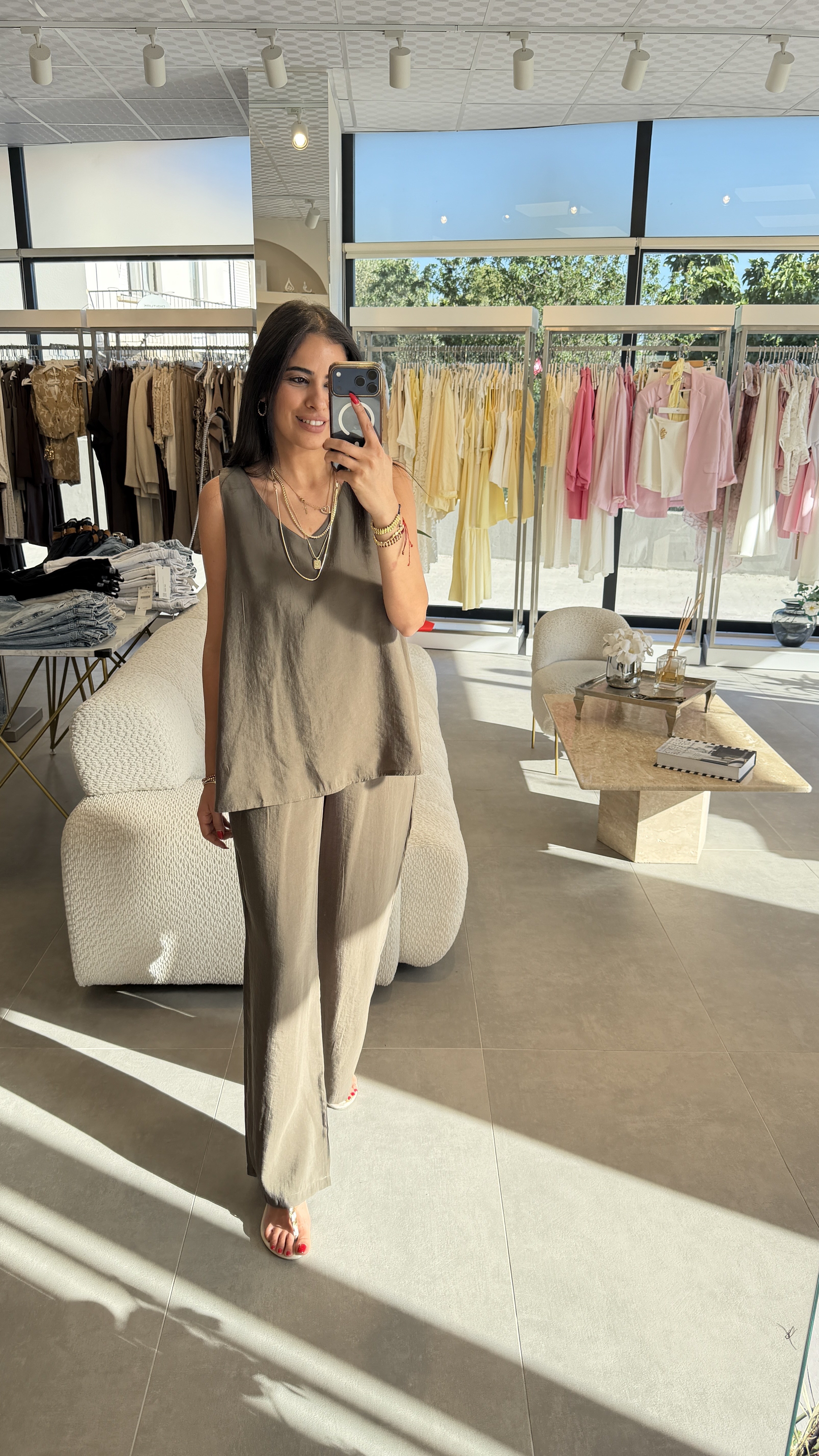 KALIN ASKILI V YAKA BLUZ PANTOLON TAKIM HAKİ