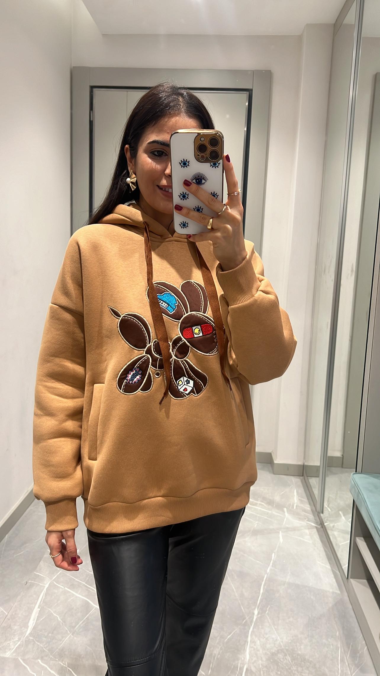 Marka Model Aplikeli Sweat Kahve 