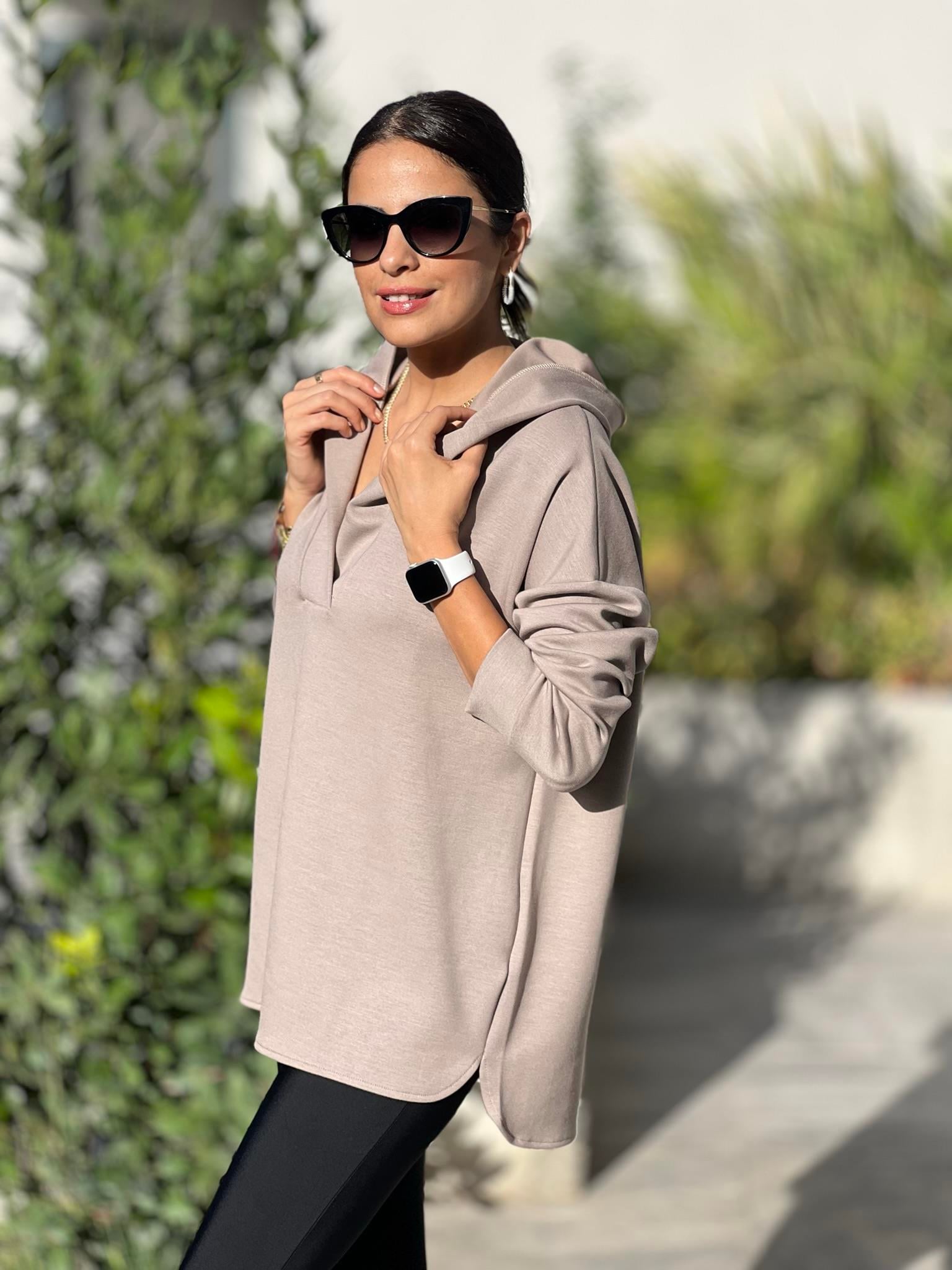 Modal Kapüşonlu Sweat Vizon