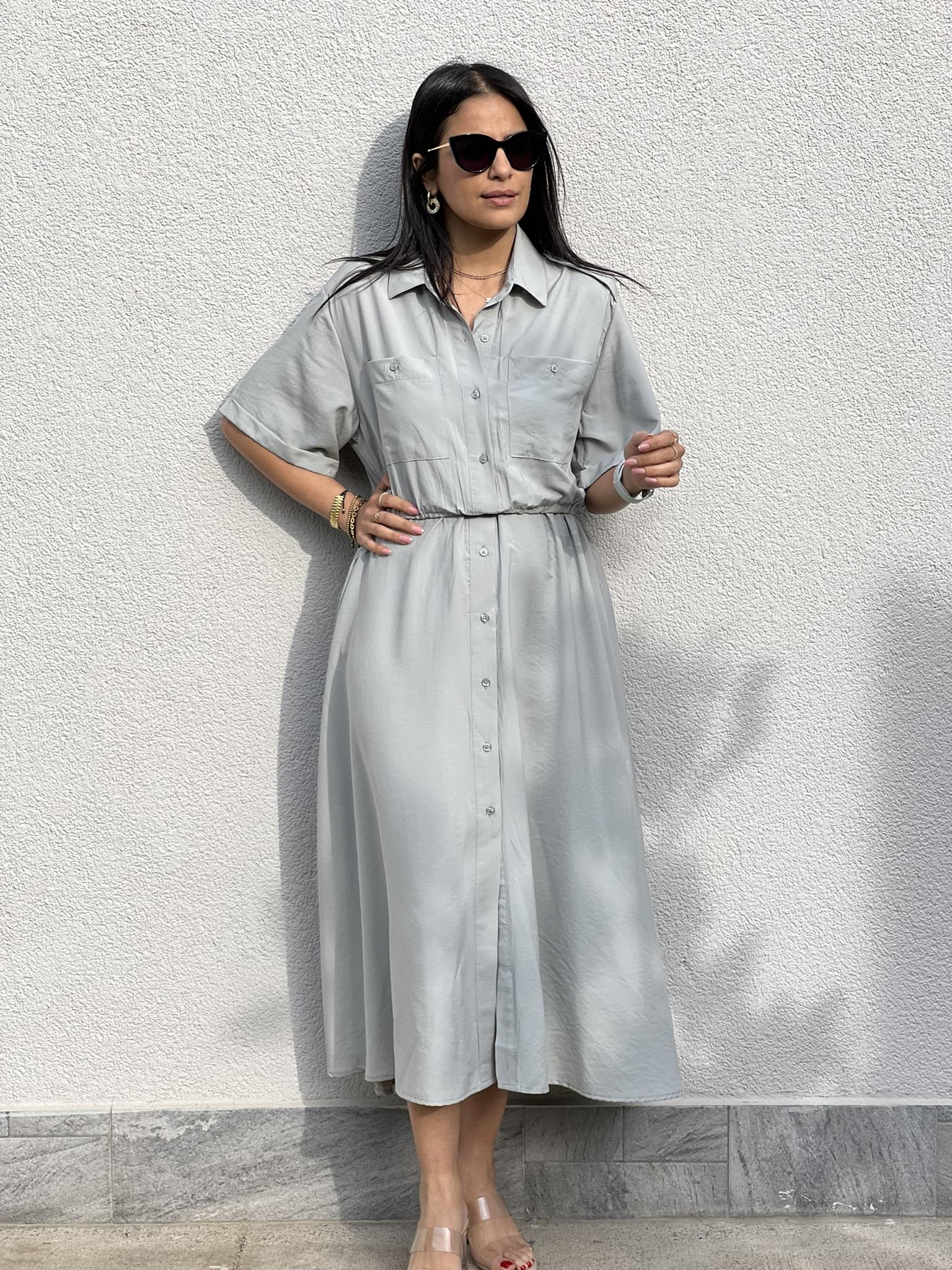 TENCEL KUMAŞ GÖMLEK  ELBİSE MİNT 