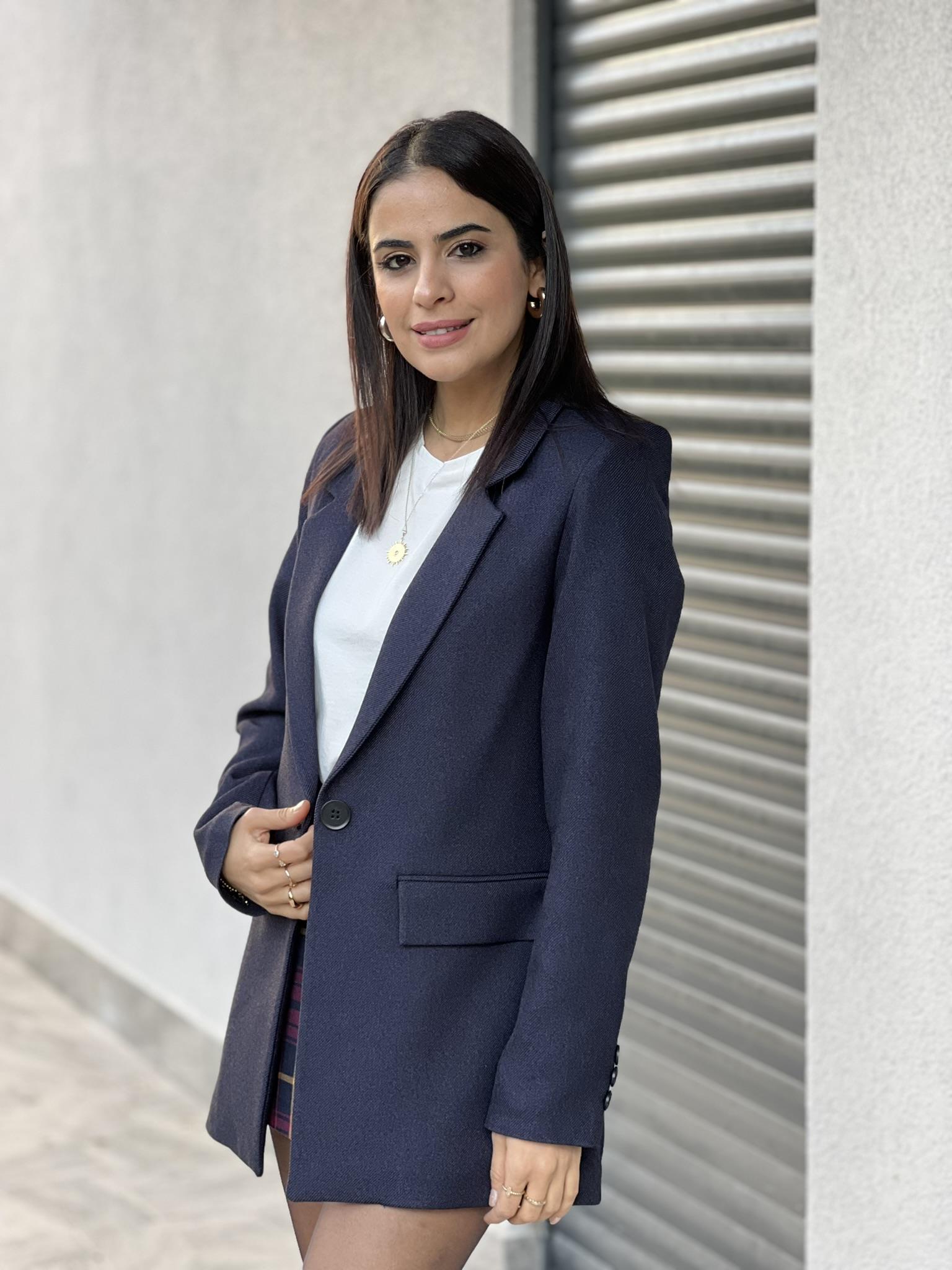 YÜN EFEKT BLAZER CEKET LACİVERT