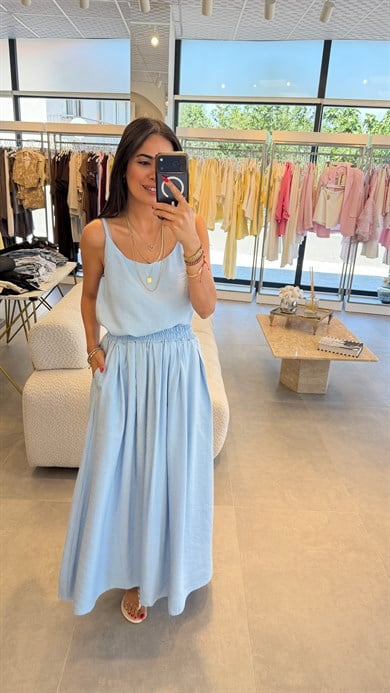 %100 PAMUK ETEK BLUZ TAKIM BEBE MAVİ