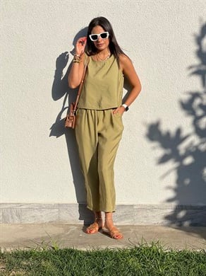 Sofie Bluz Pantolon Takım Yağ Yeşili