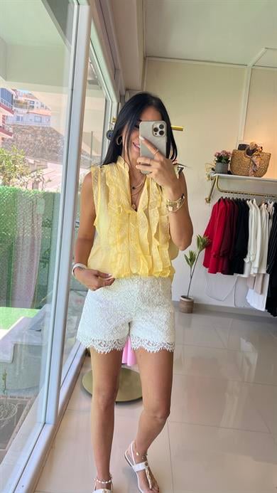 36534 ÖNÜ FIRFIRLI BLUZ SARI