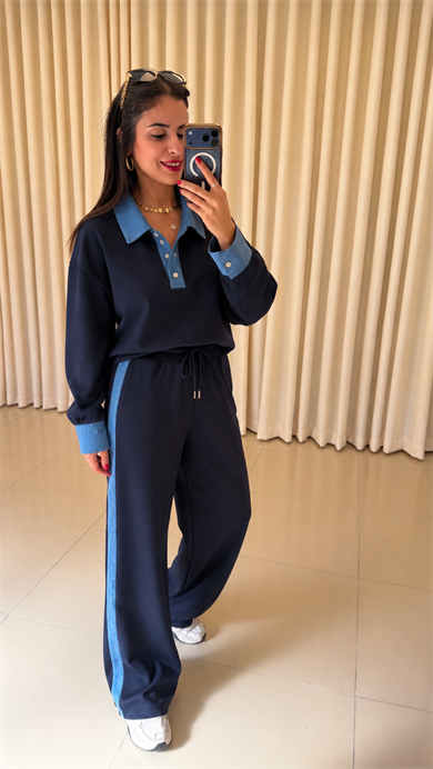 Kot Garnili Sweat Takım Lacivert
