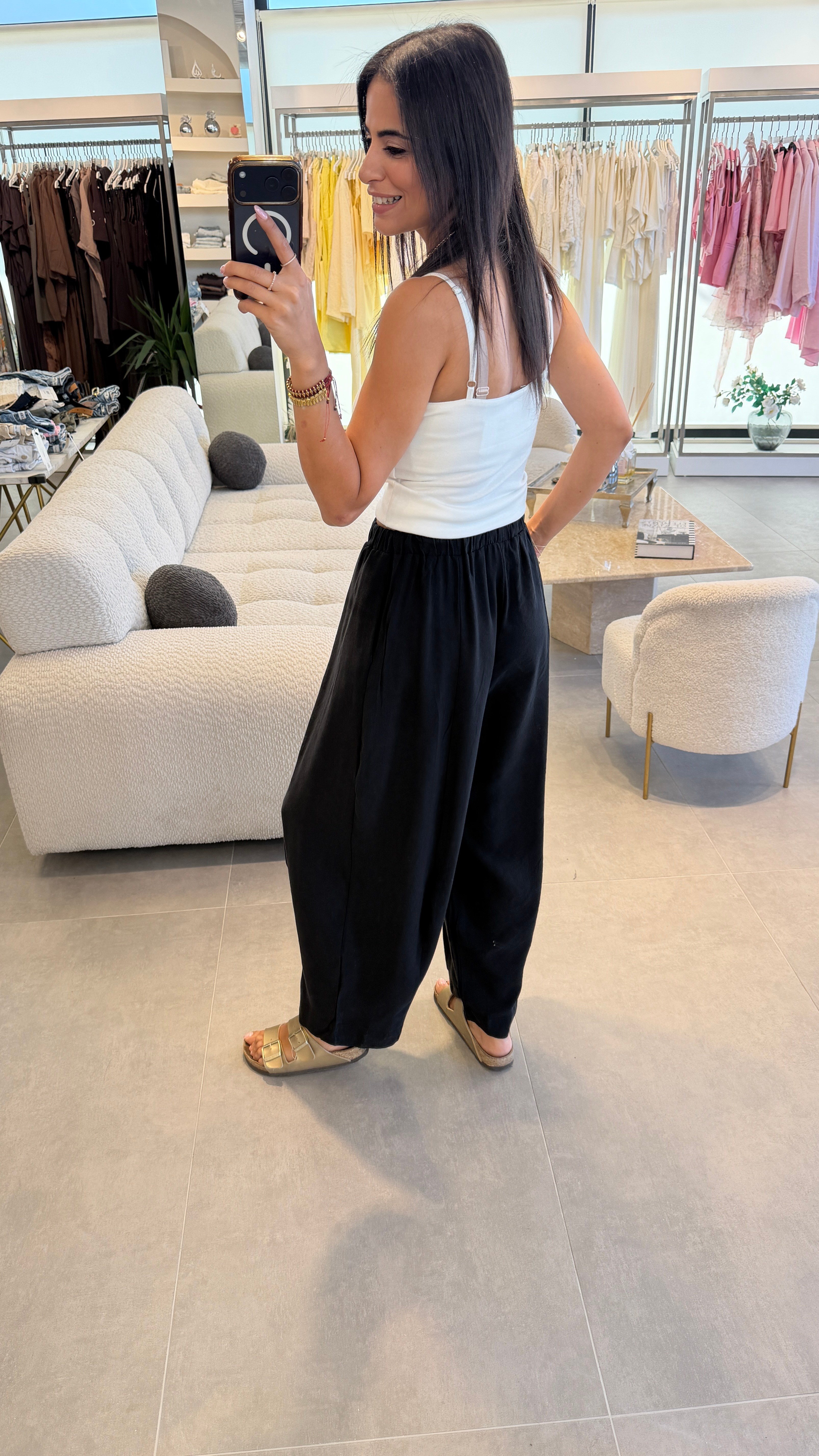  MODAL TENSEL ŞALVAR MODEL  PANTOLON  SİYAH