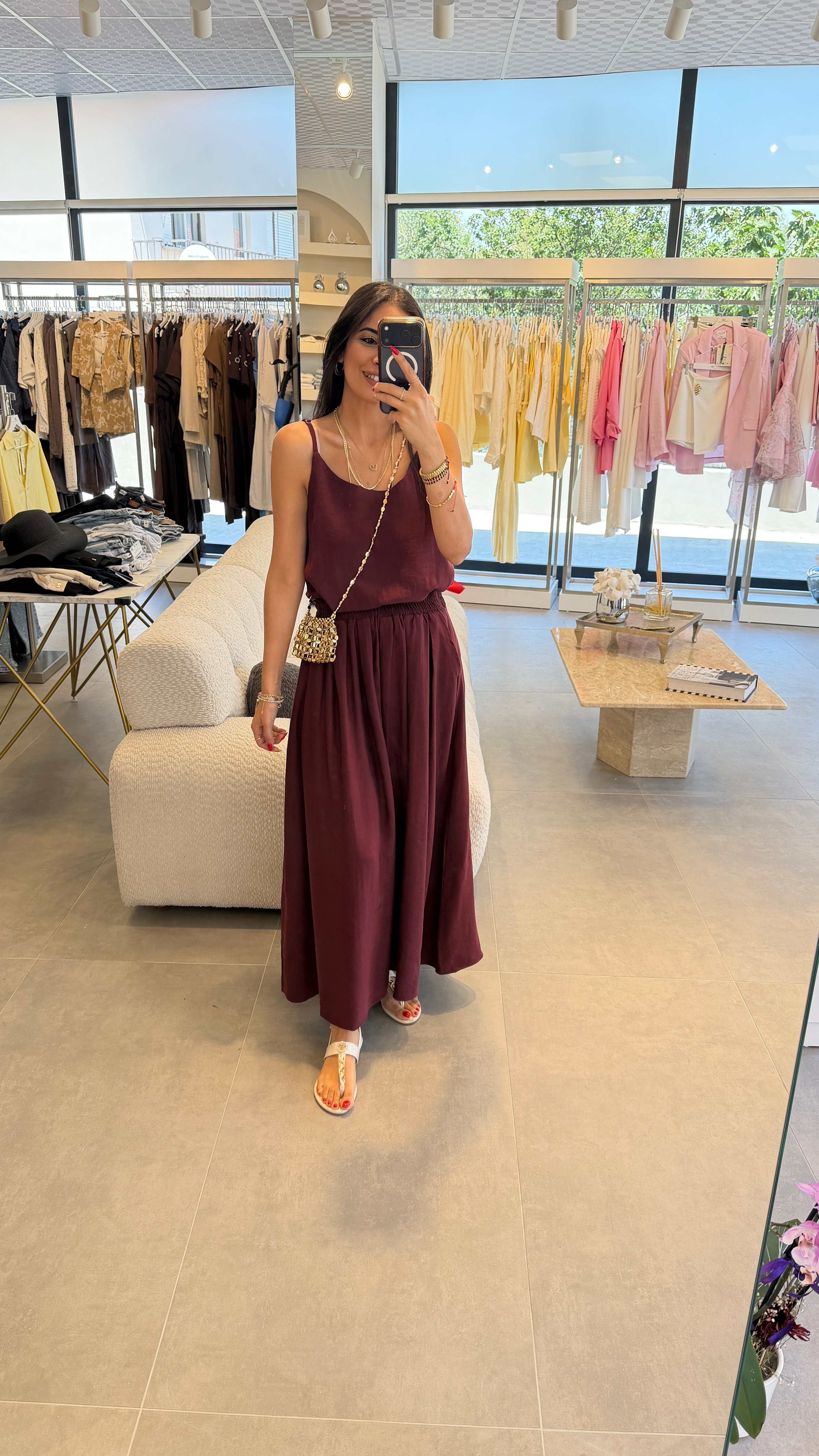 %100 PAMUK ETEK BLUZ TAKIM BORDO