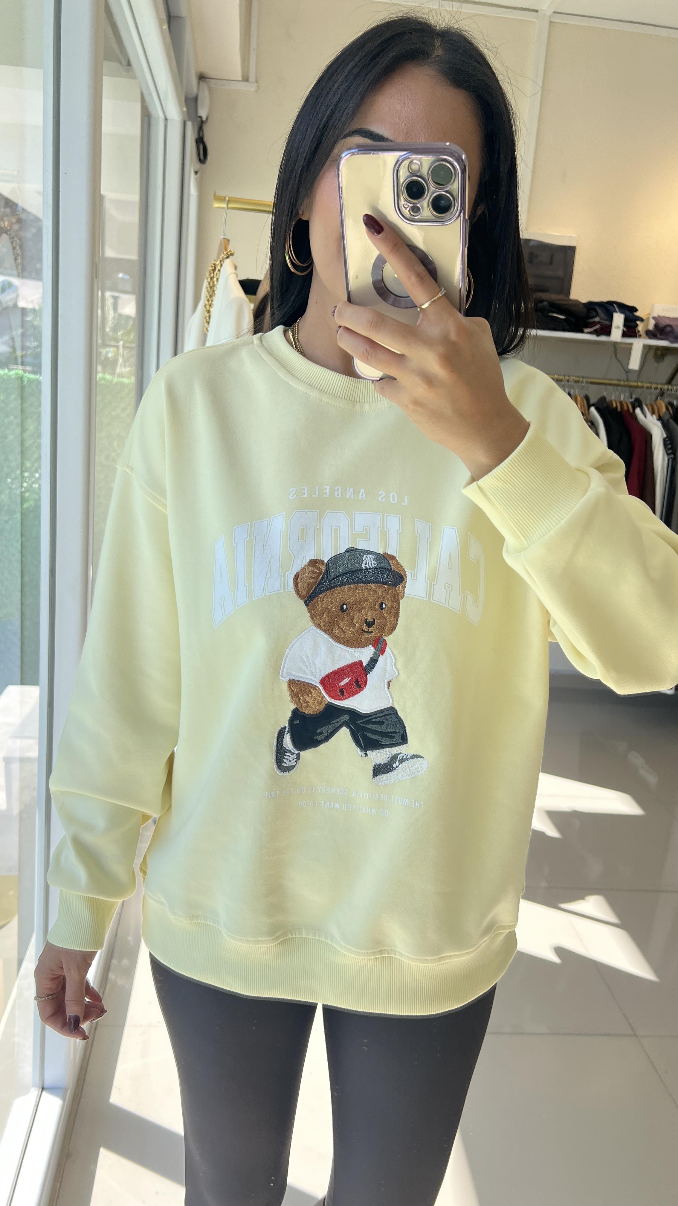 10418CALİFORNIA BEAR SWEAT SARI