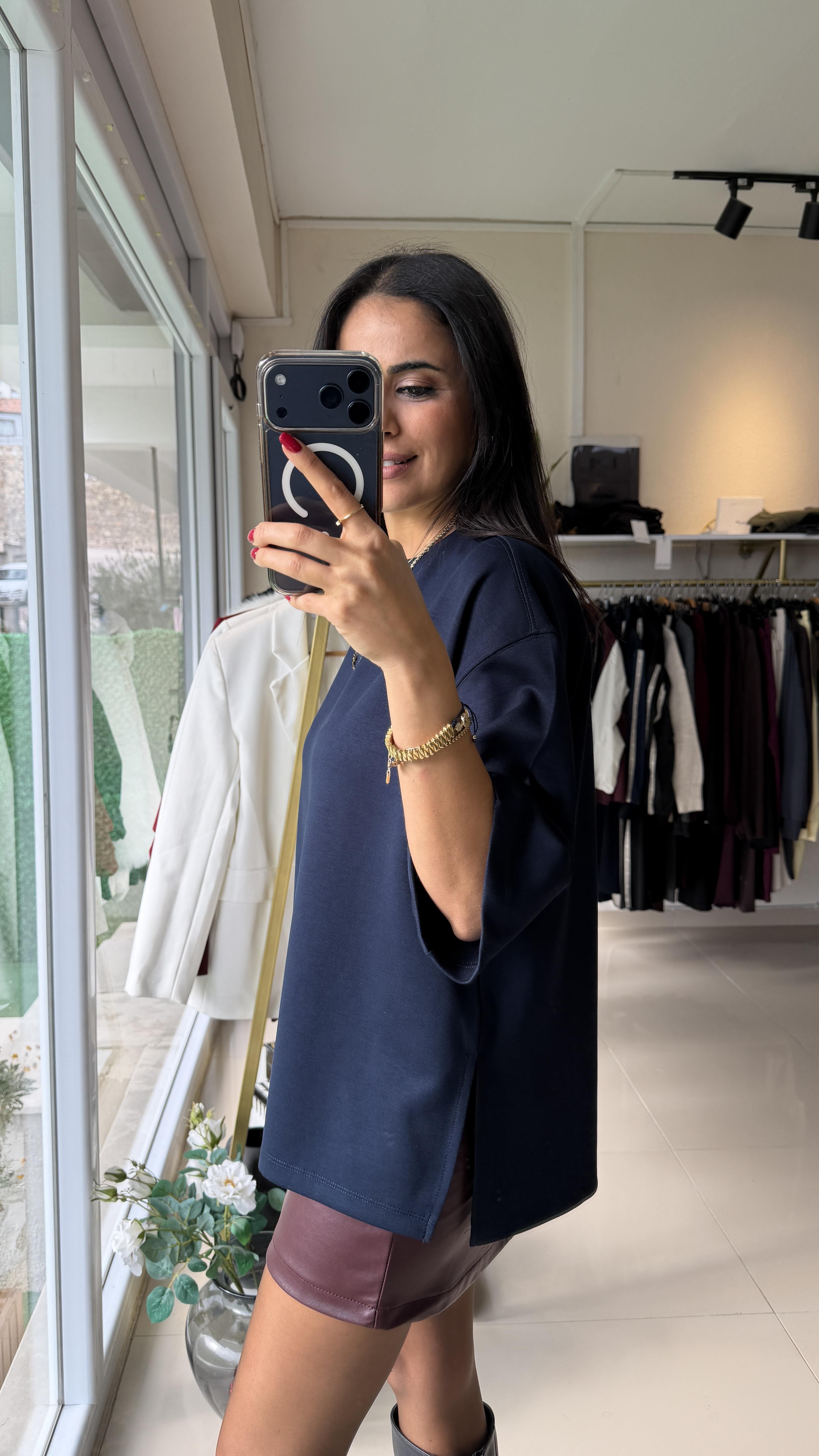 11066 YANDAN TIRTMAÇLI BASİC LACİVERT