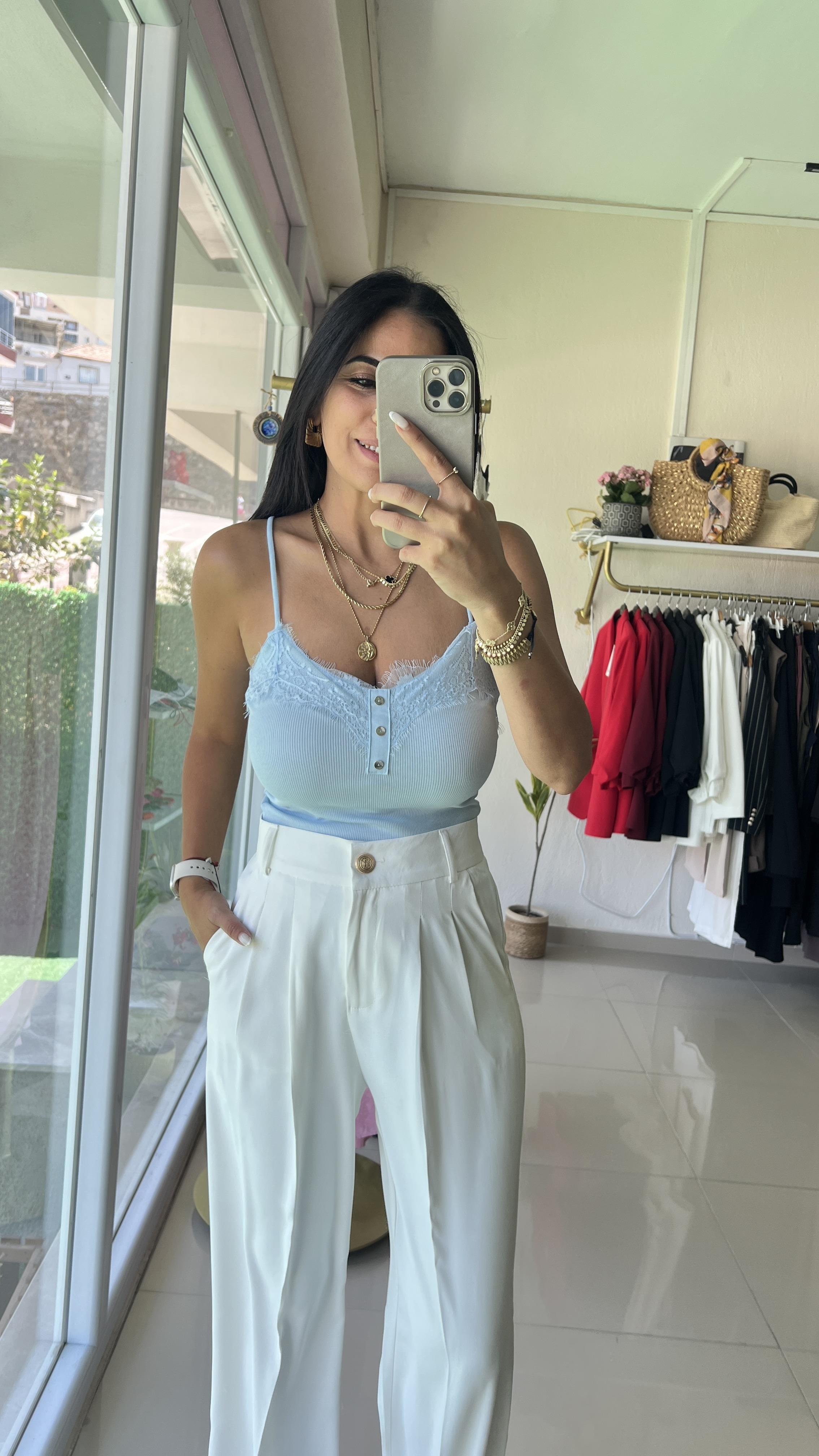 16893 DANTELLİ ATLET BEBE MAVİ