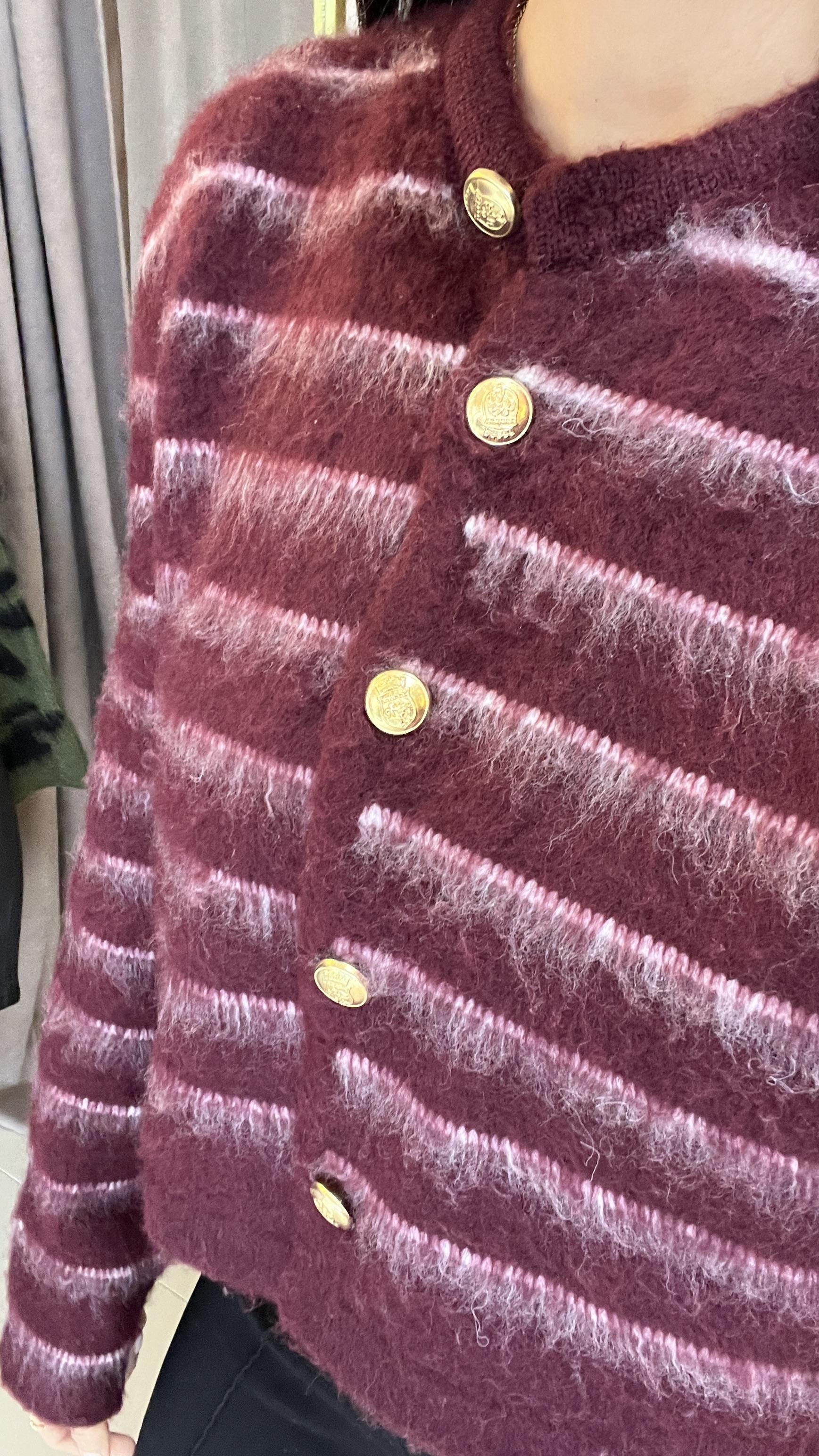 231096 GOLD DÜĞMELİ SAKALLI TRİKO HIRKA BORDO