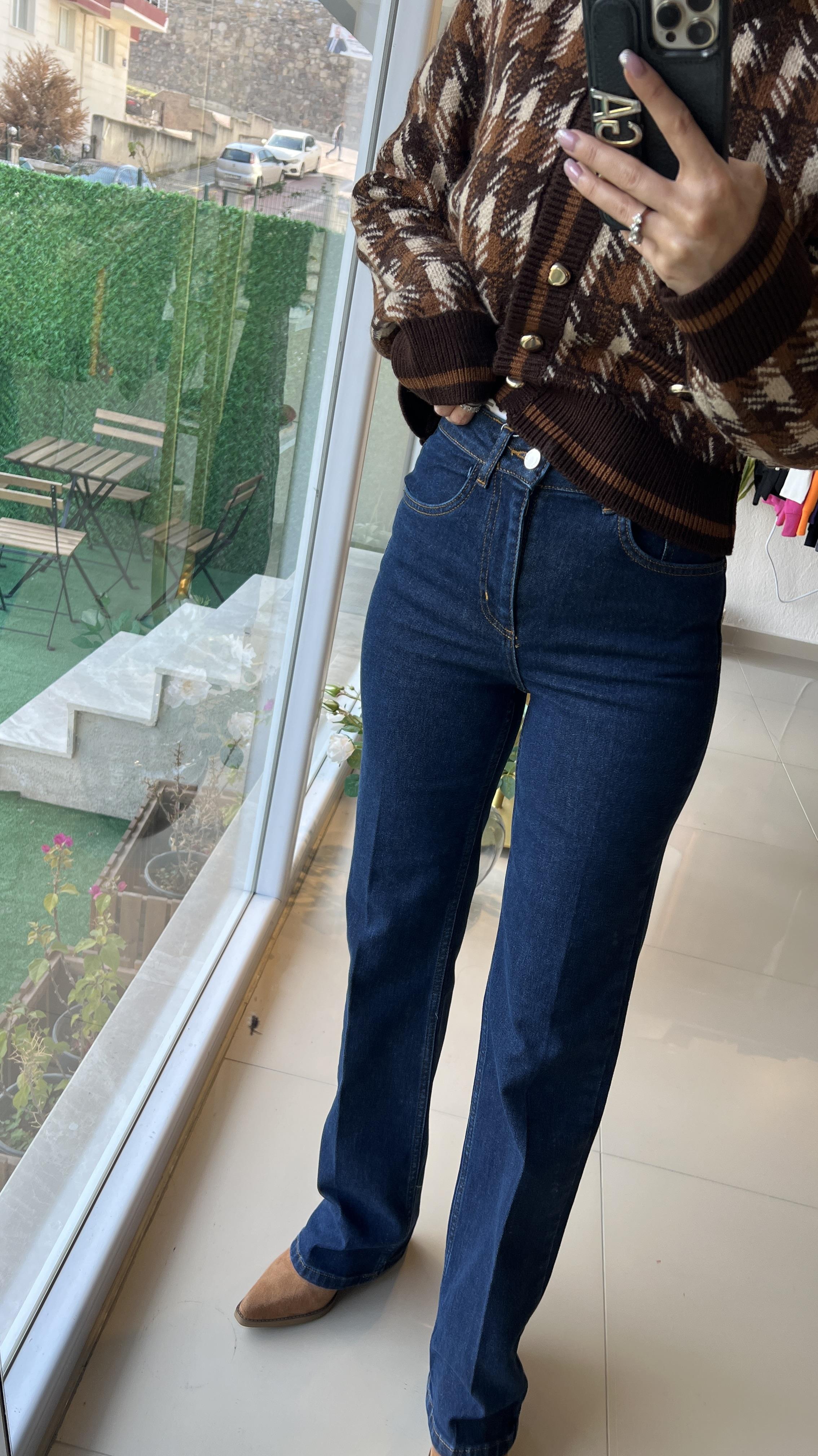 24597 GENİŞ PAÇA PANTOLON MAVİ