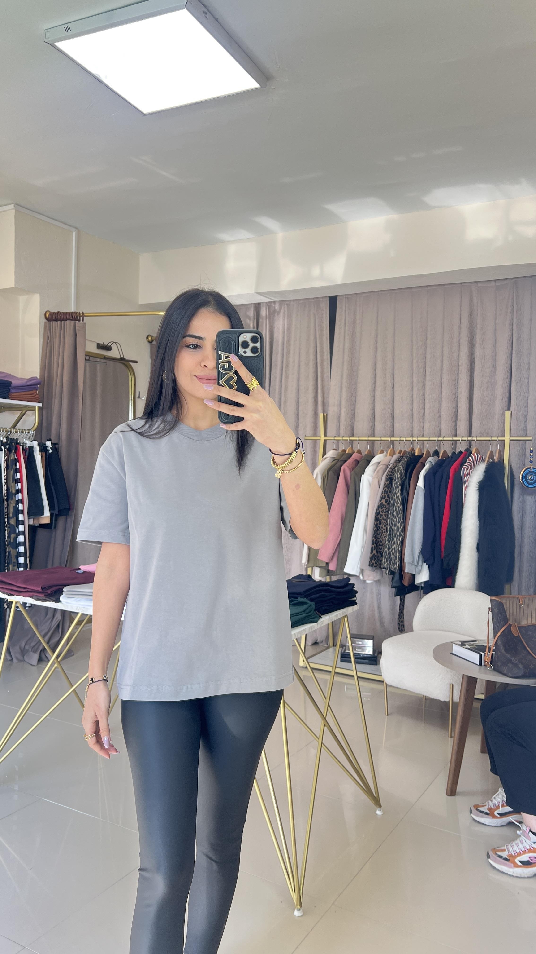 30312 DEKORATİF DİKİŞLİ TSHİRT GRİ