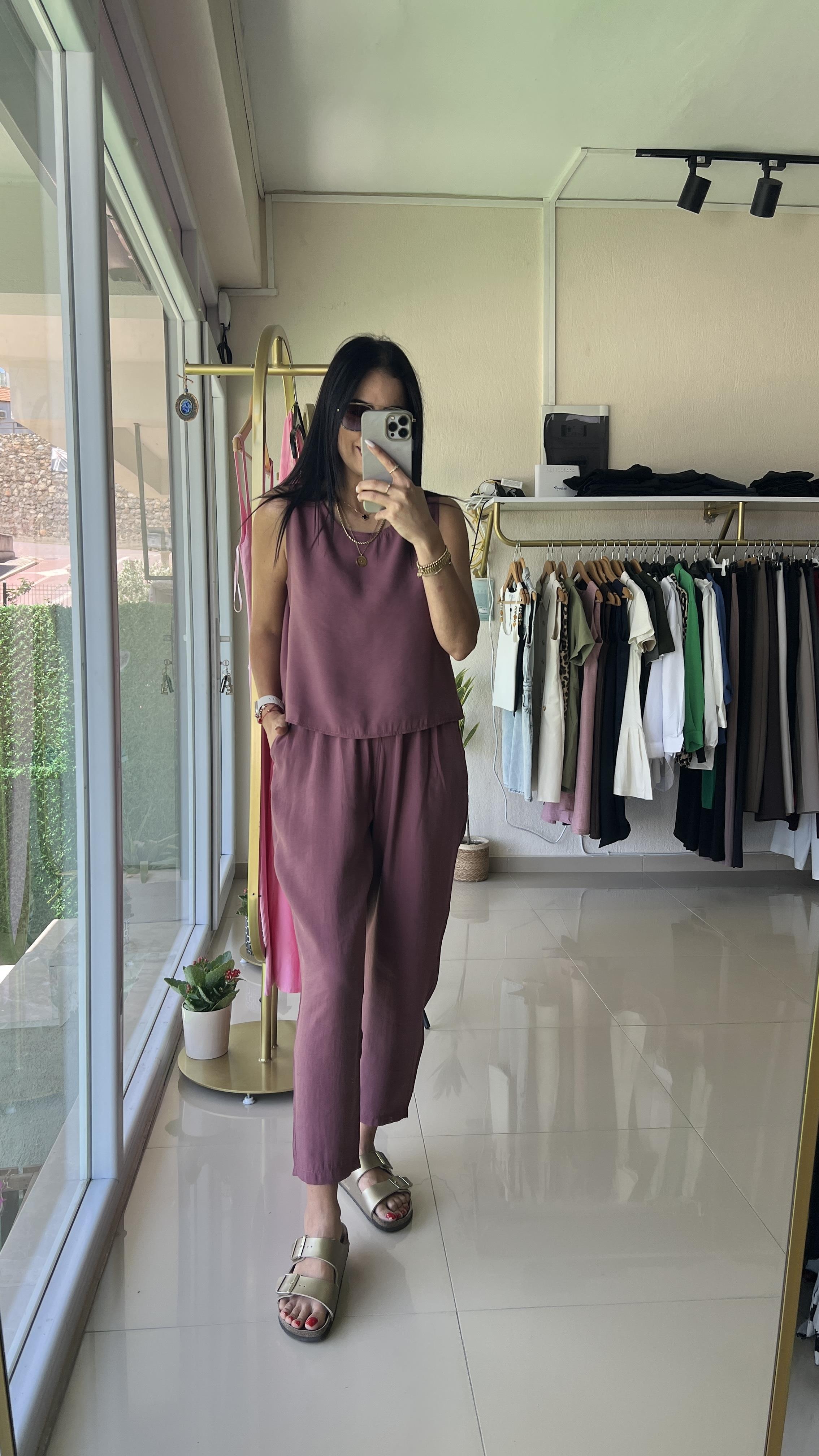 3089 Sofie Bluz Pantolon Takım Gül Kurusu
