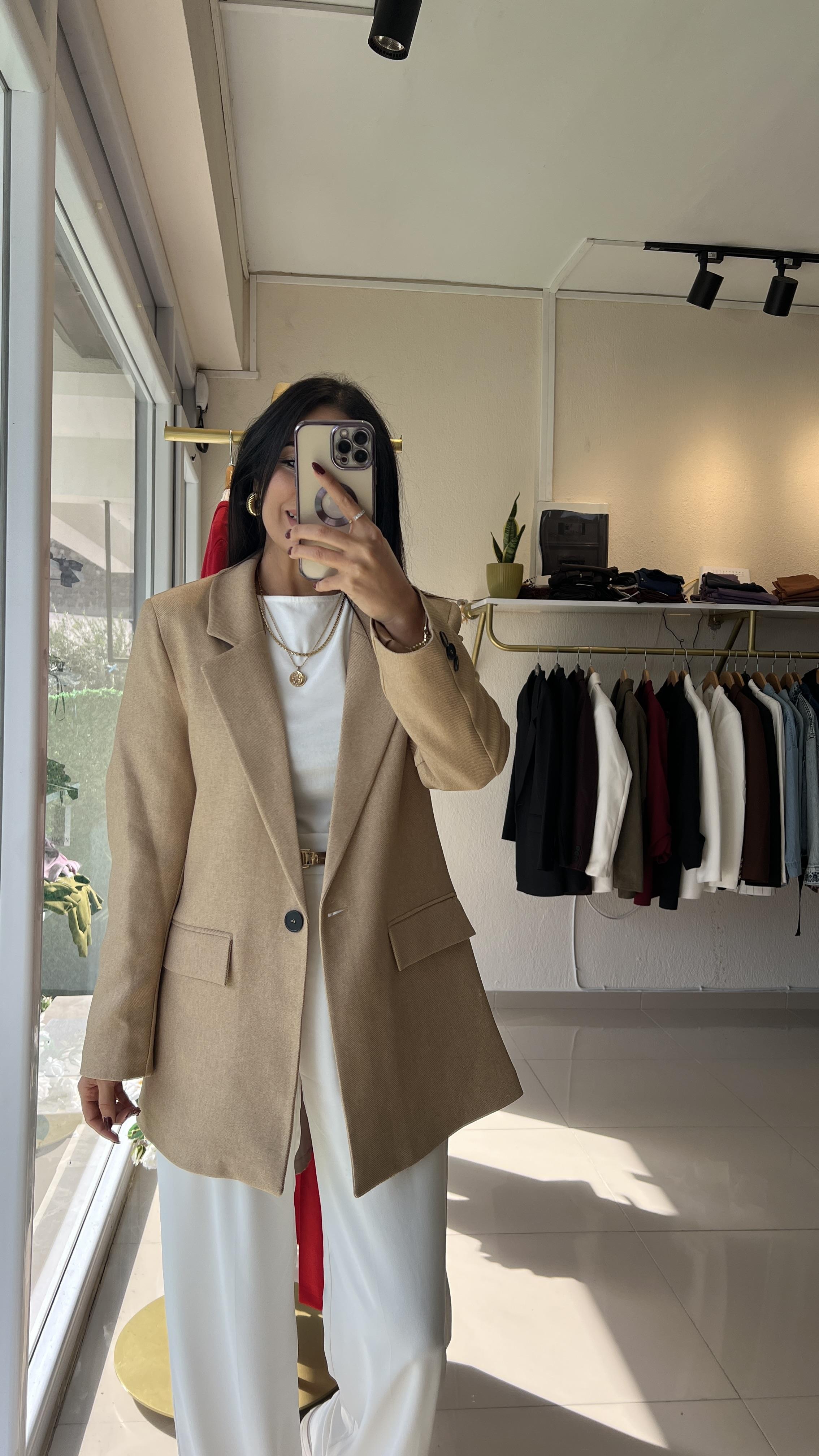 3133 TEK DÜĞME YÜN EFEKT BLAZER CAMEL