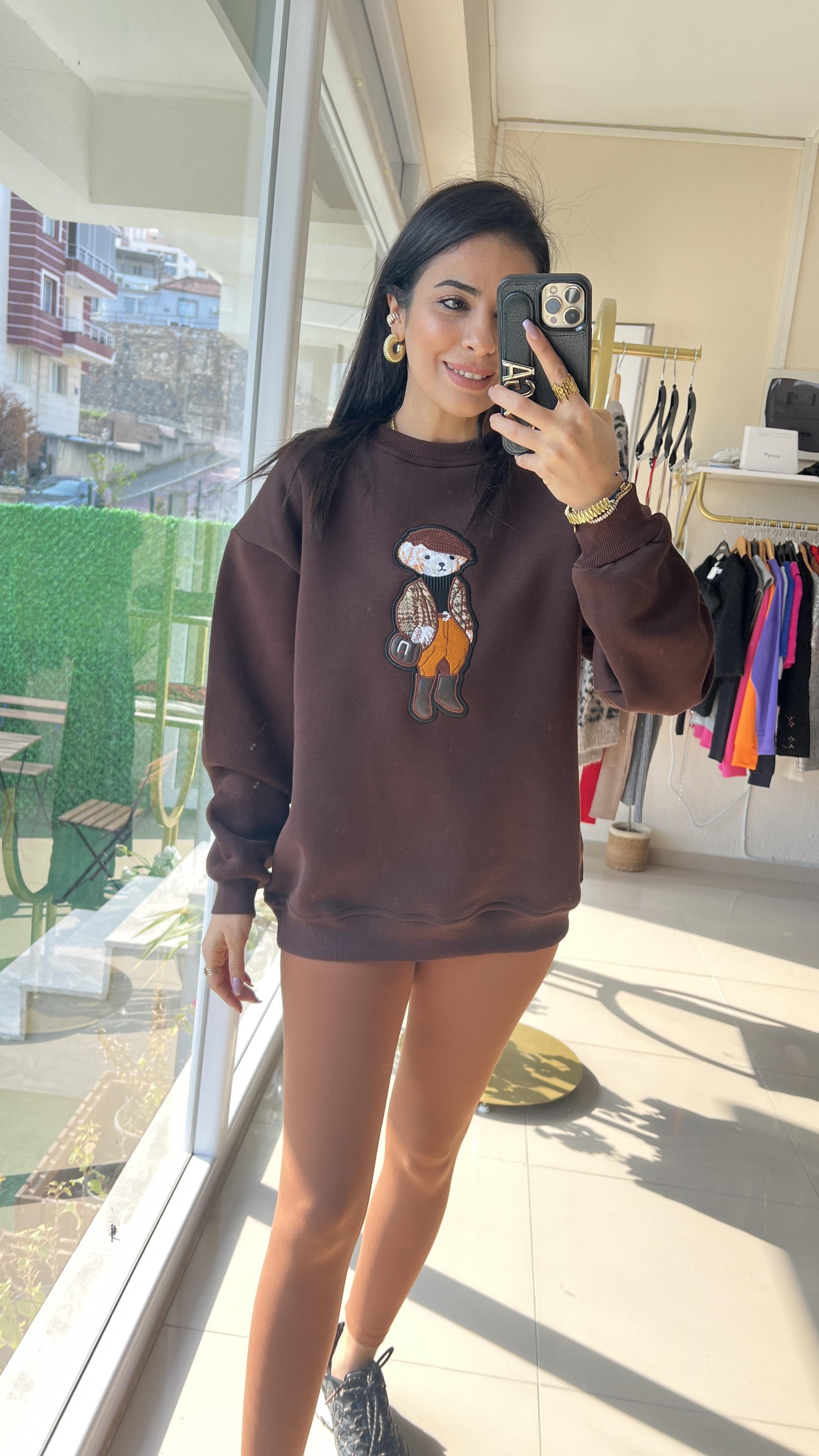 3162 NAKIŞLI SWEAT KAHVE