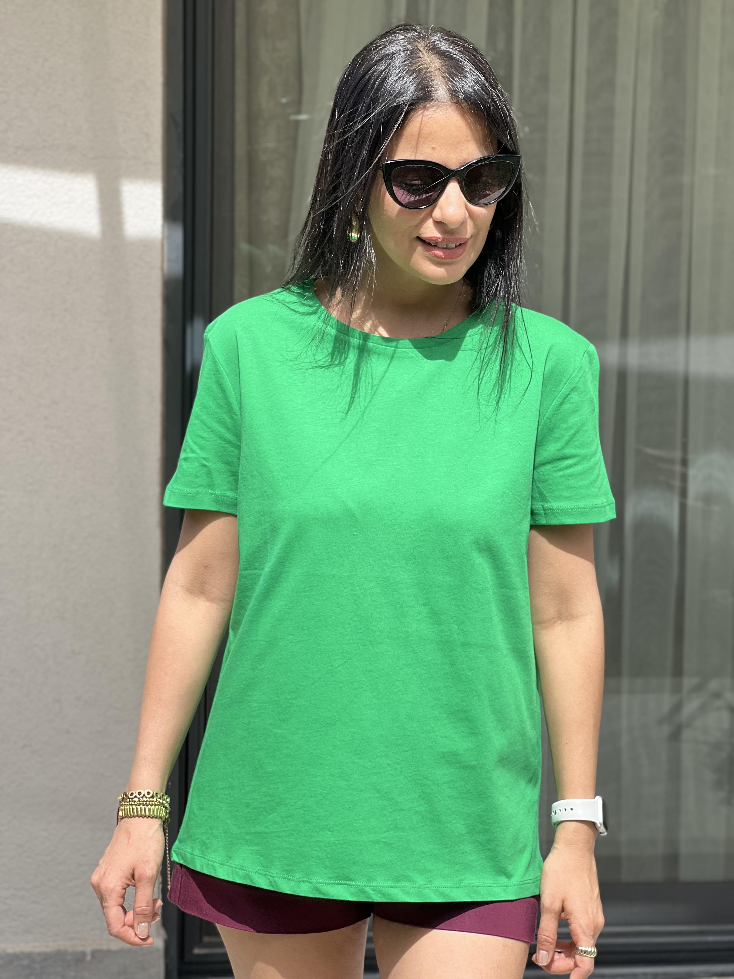 3471 Sıfır Yaka Tshirt Yeşil