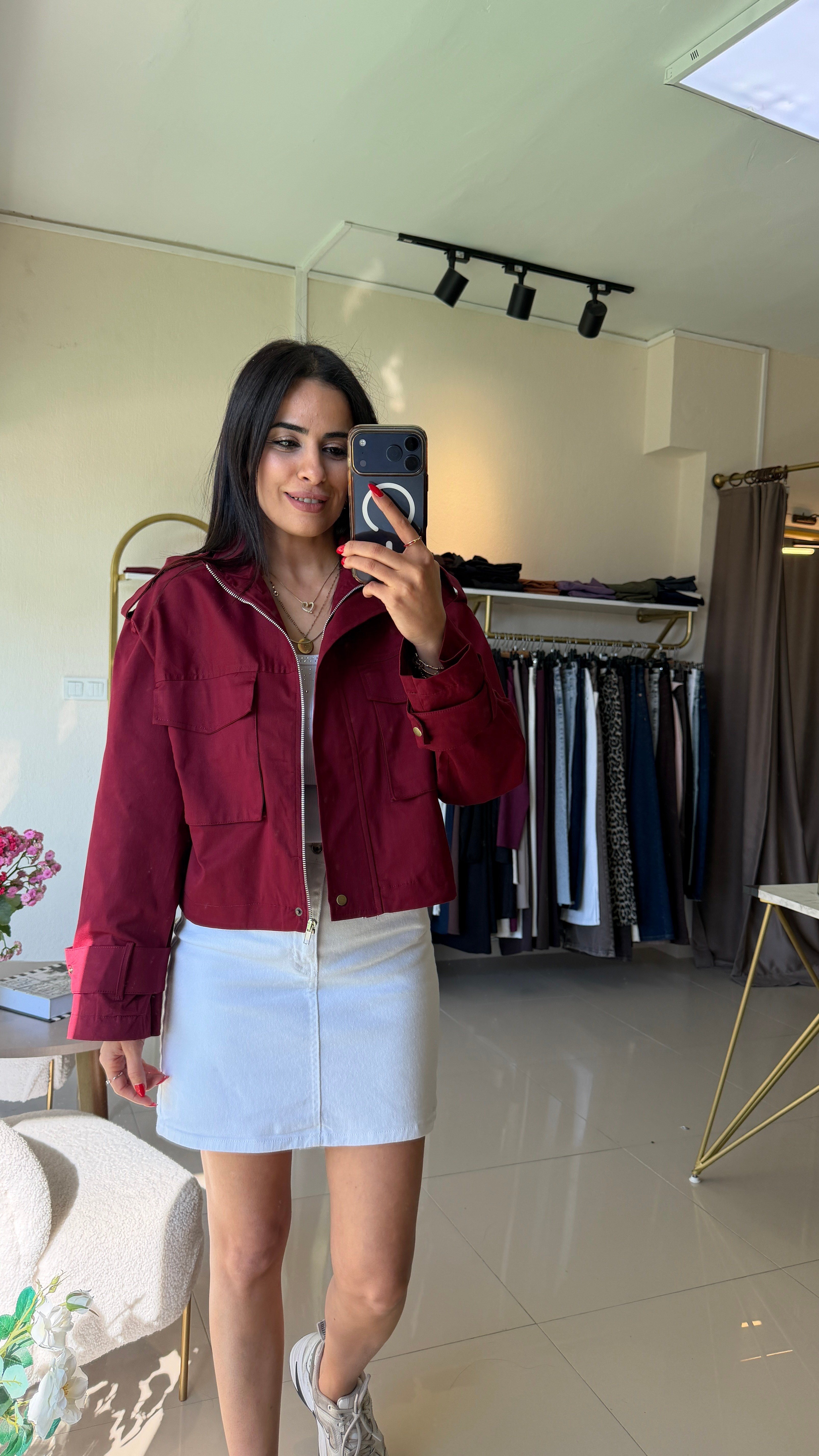35488 MARKA MODEL OMUZ DETAYLI CEKET BORDO