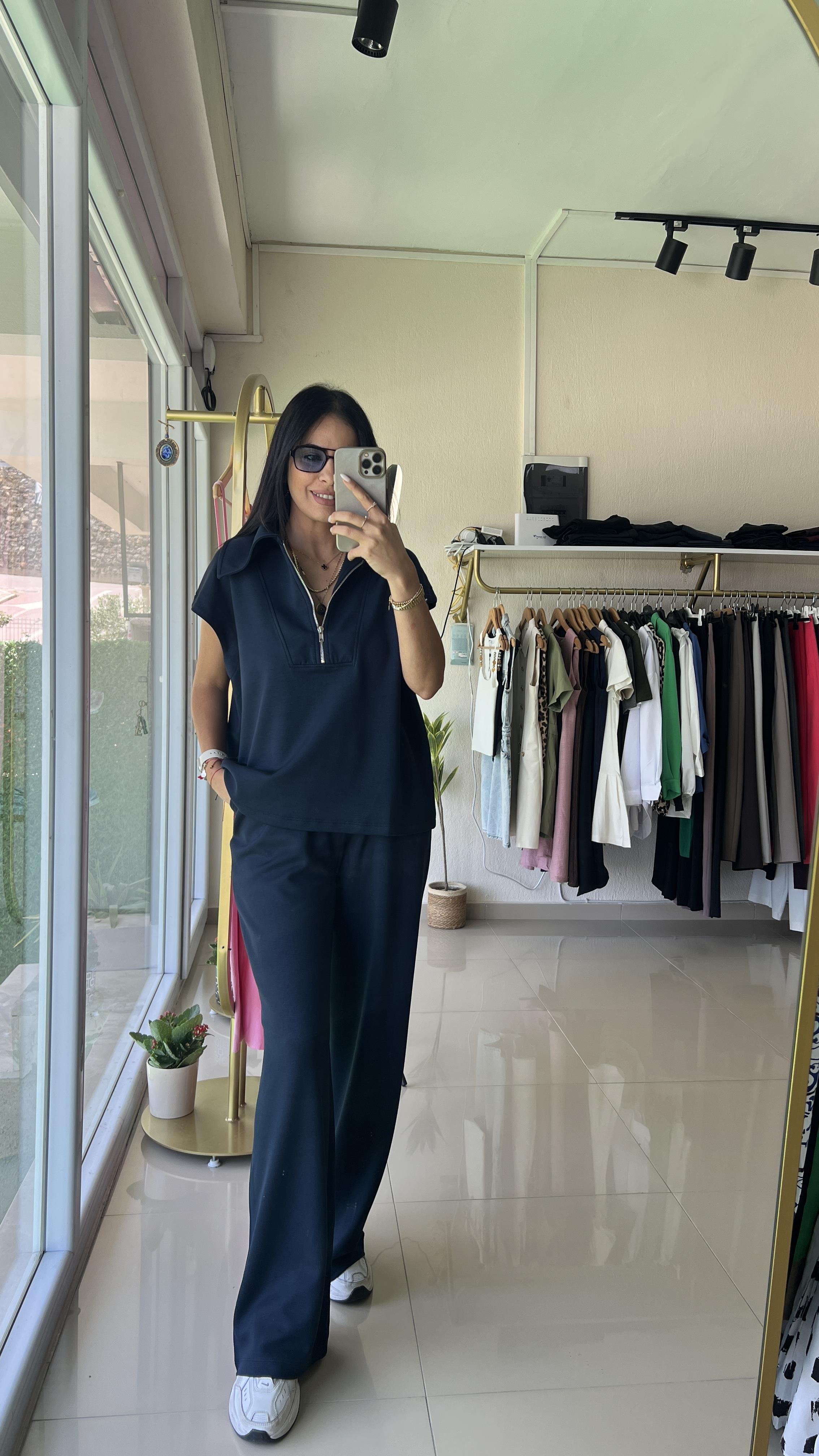 36188 SIFIR KOL TRİKO TAKIM LACİVERT