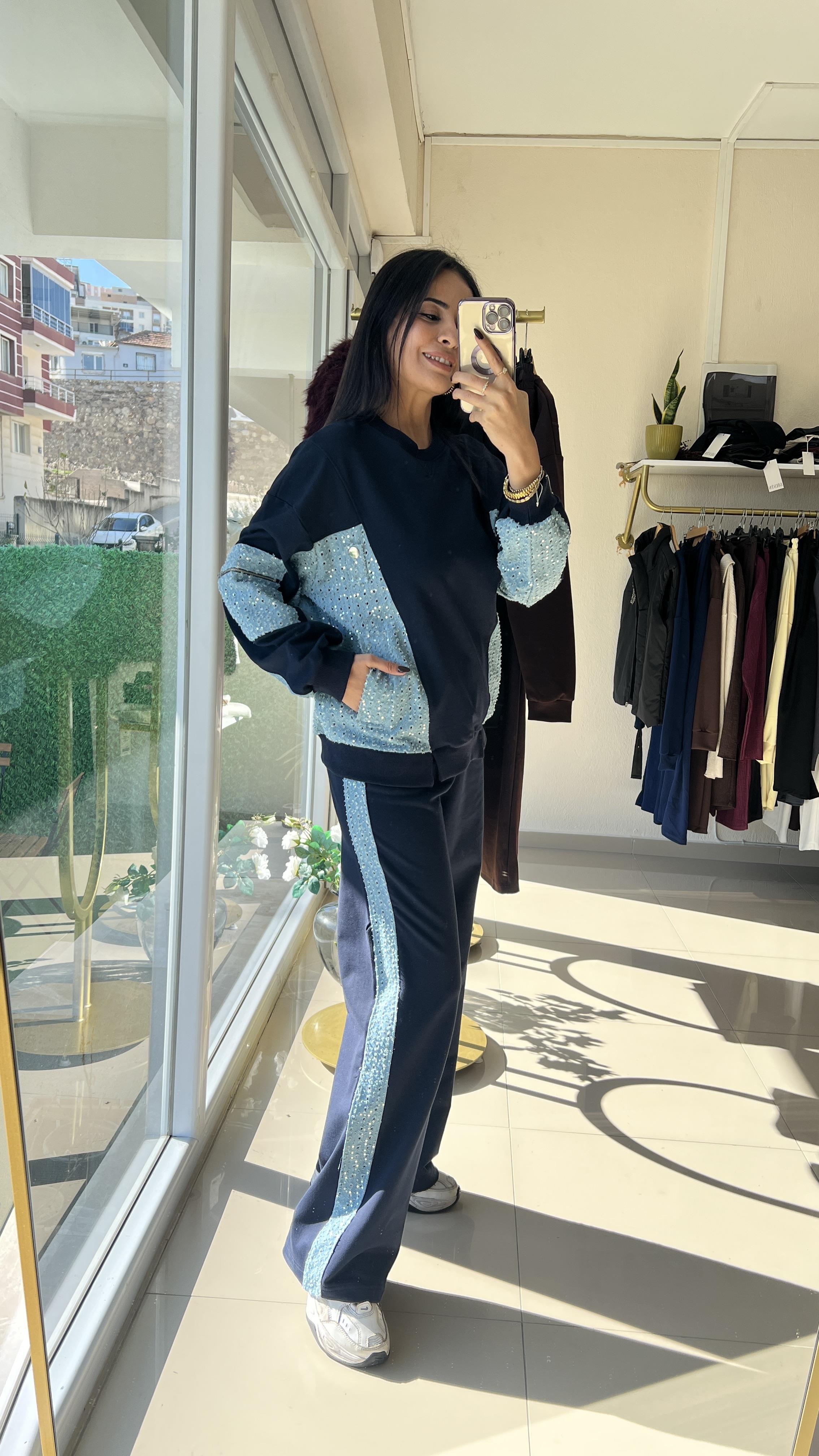 36736 KOT GARNİLİ EŞOFMAN TAKIM LACİVERT