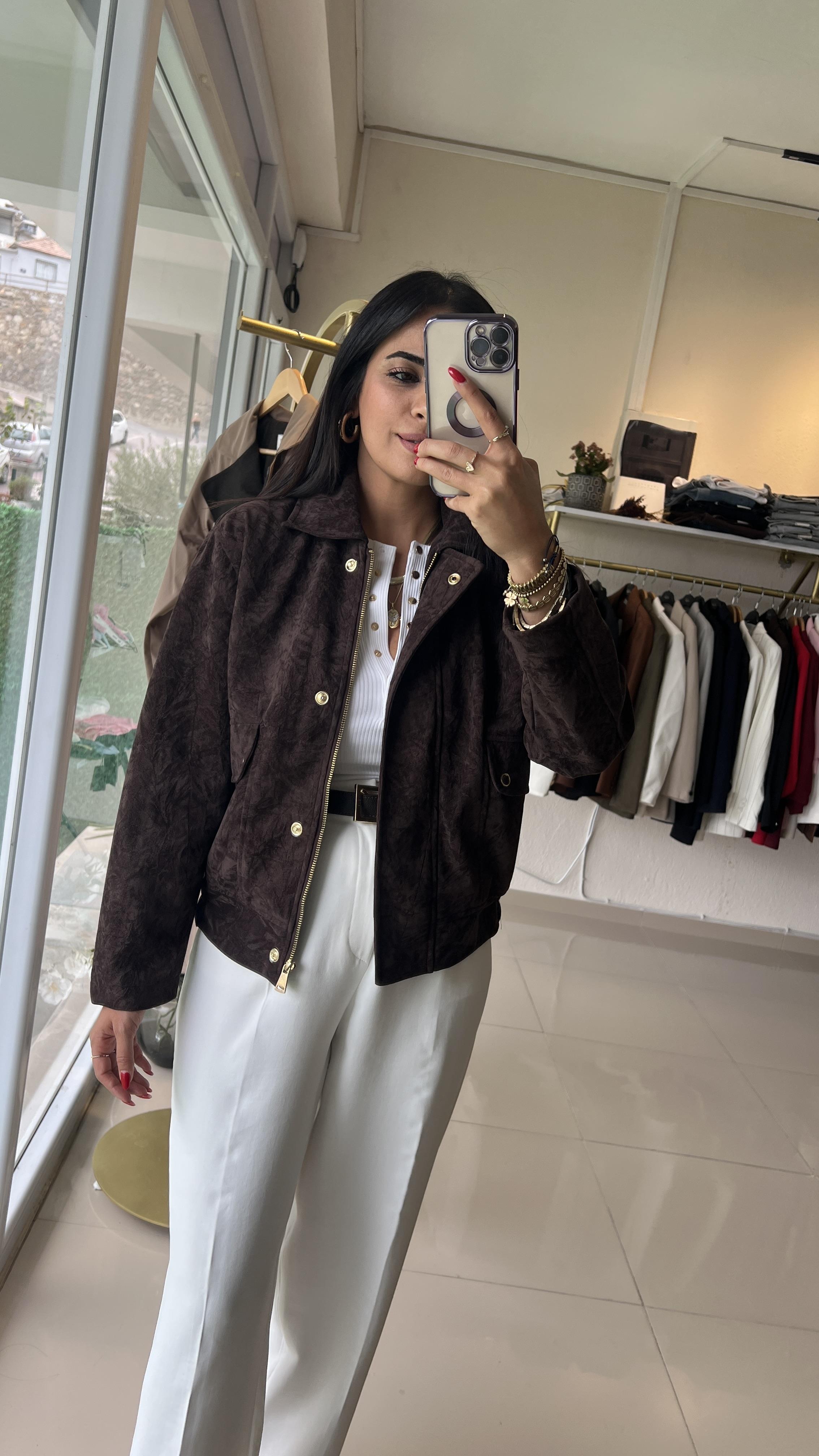 Acı Kahve , Süet , Premium Bomber Ceket