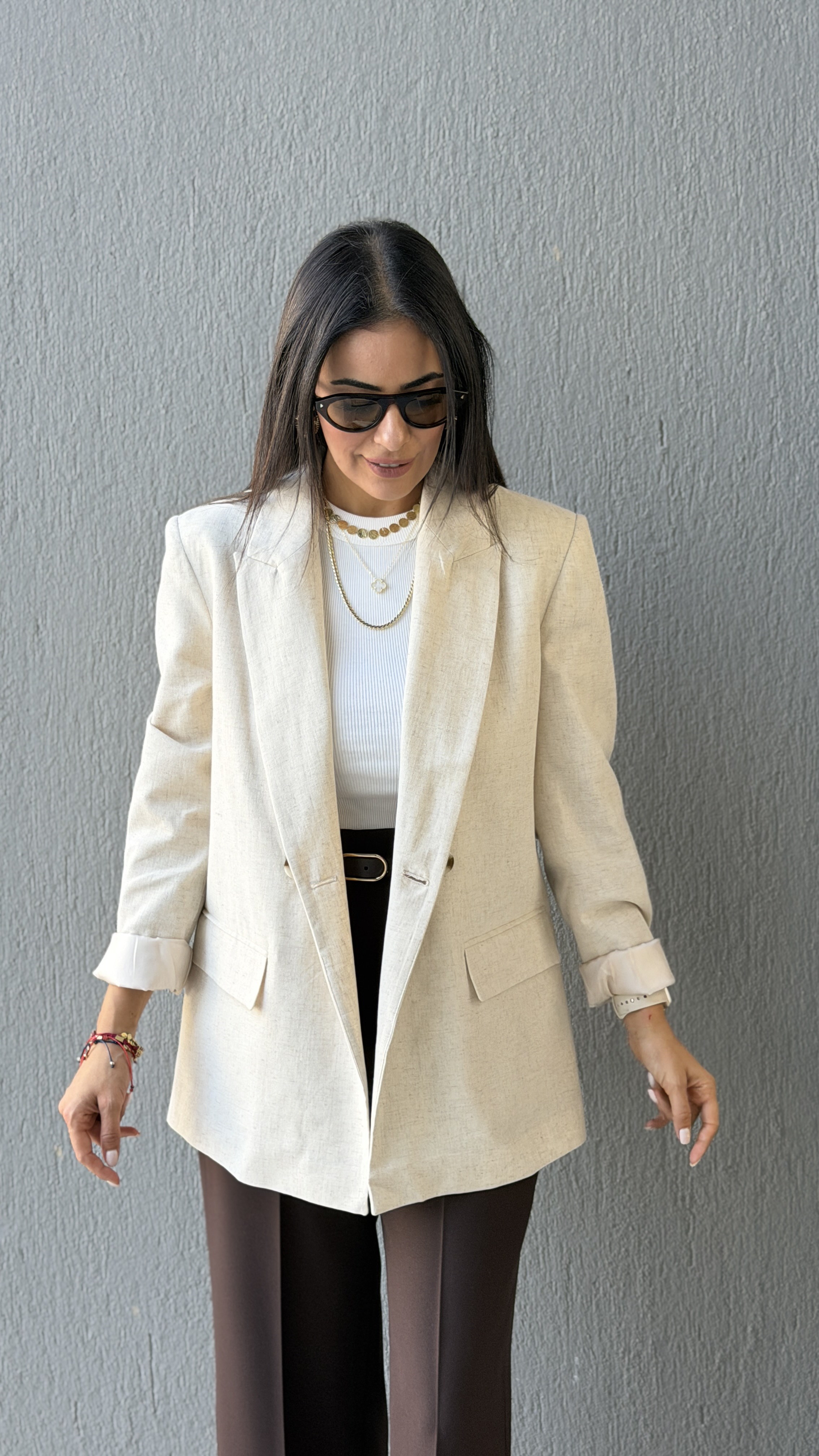 Blazer Ceket-Bej