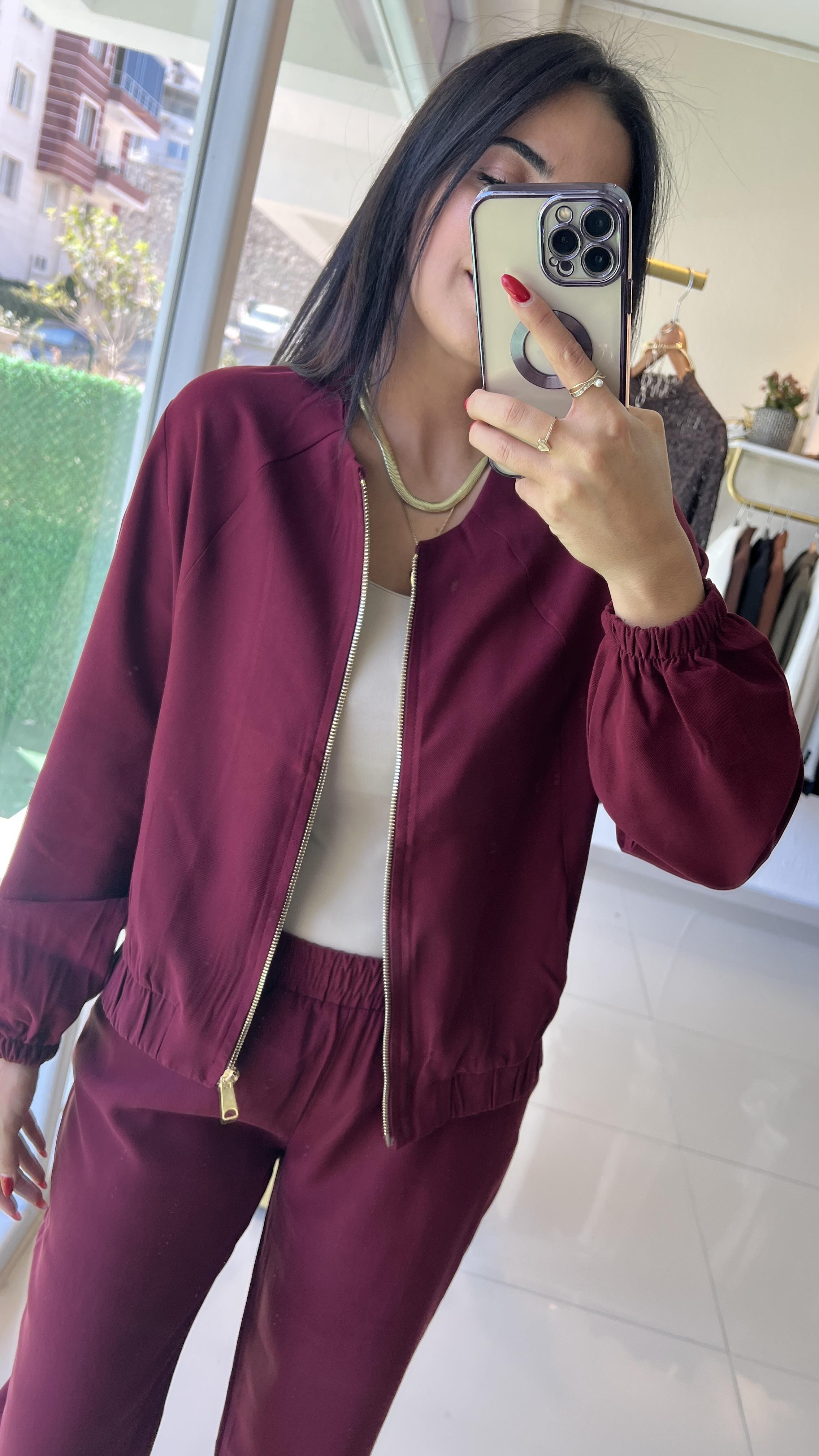 CEKET PANTOLON TENSEL TAKIM BORDO7132