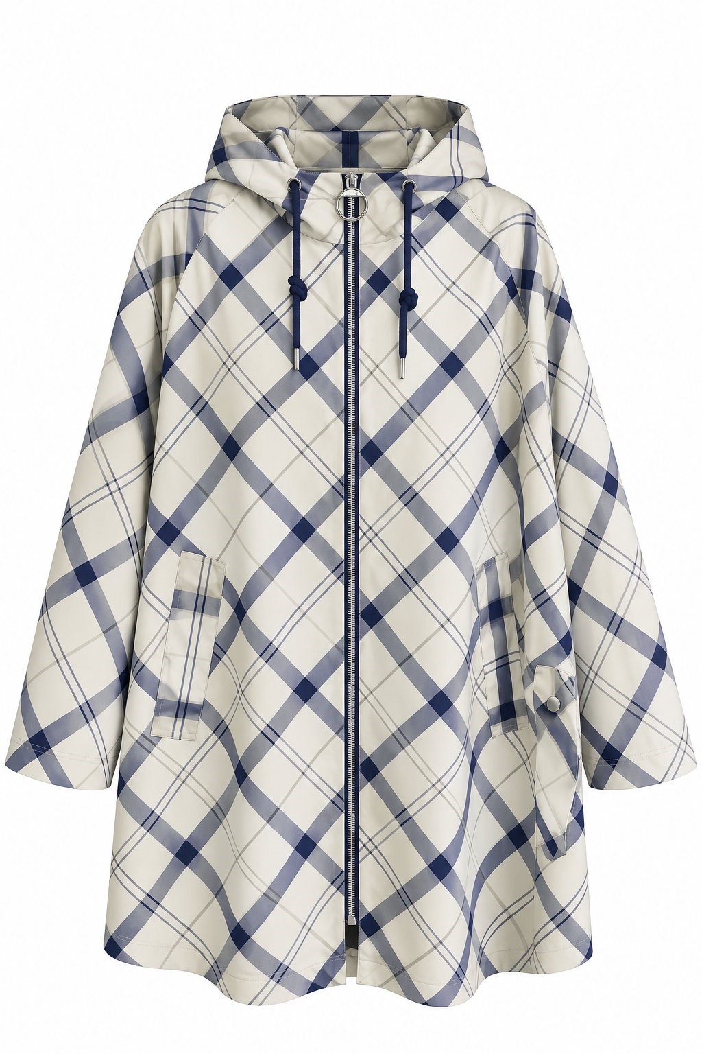 Desenli Lacivert Parka Ceket