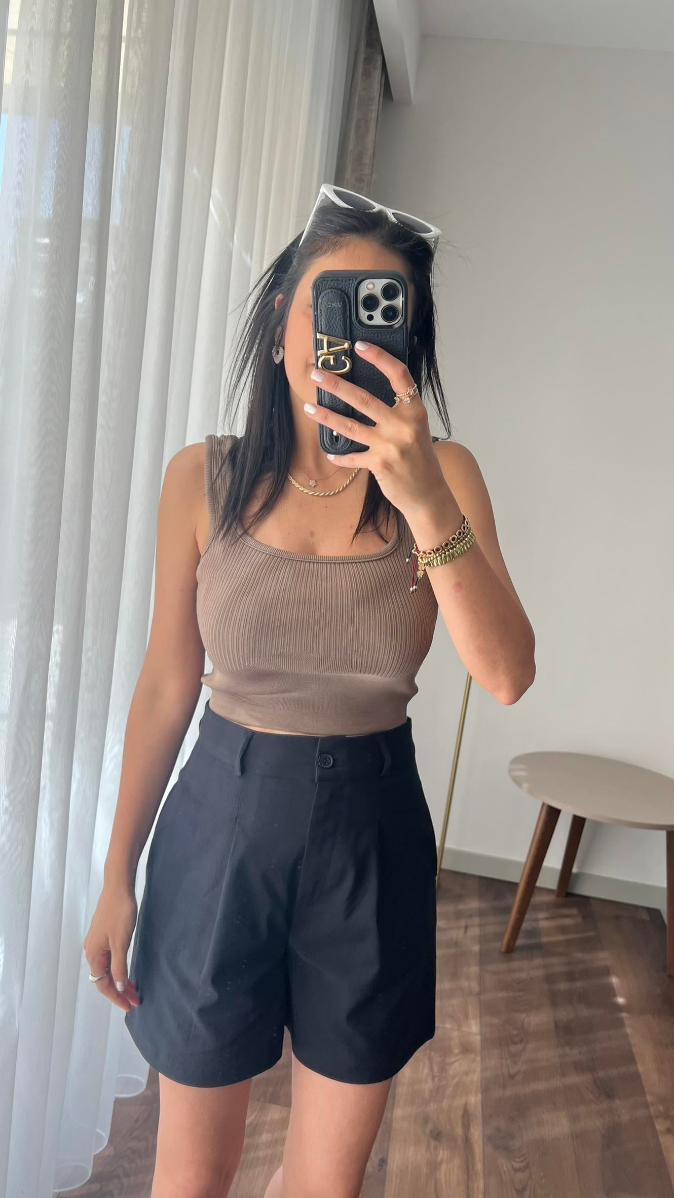FİTİLLİ CROP KAHVERENGİ