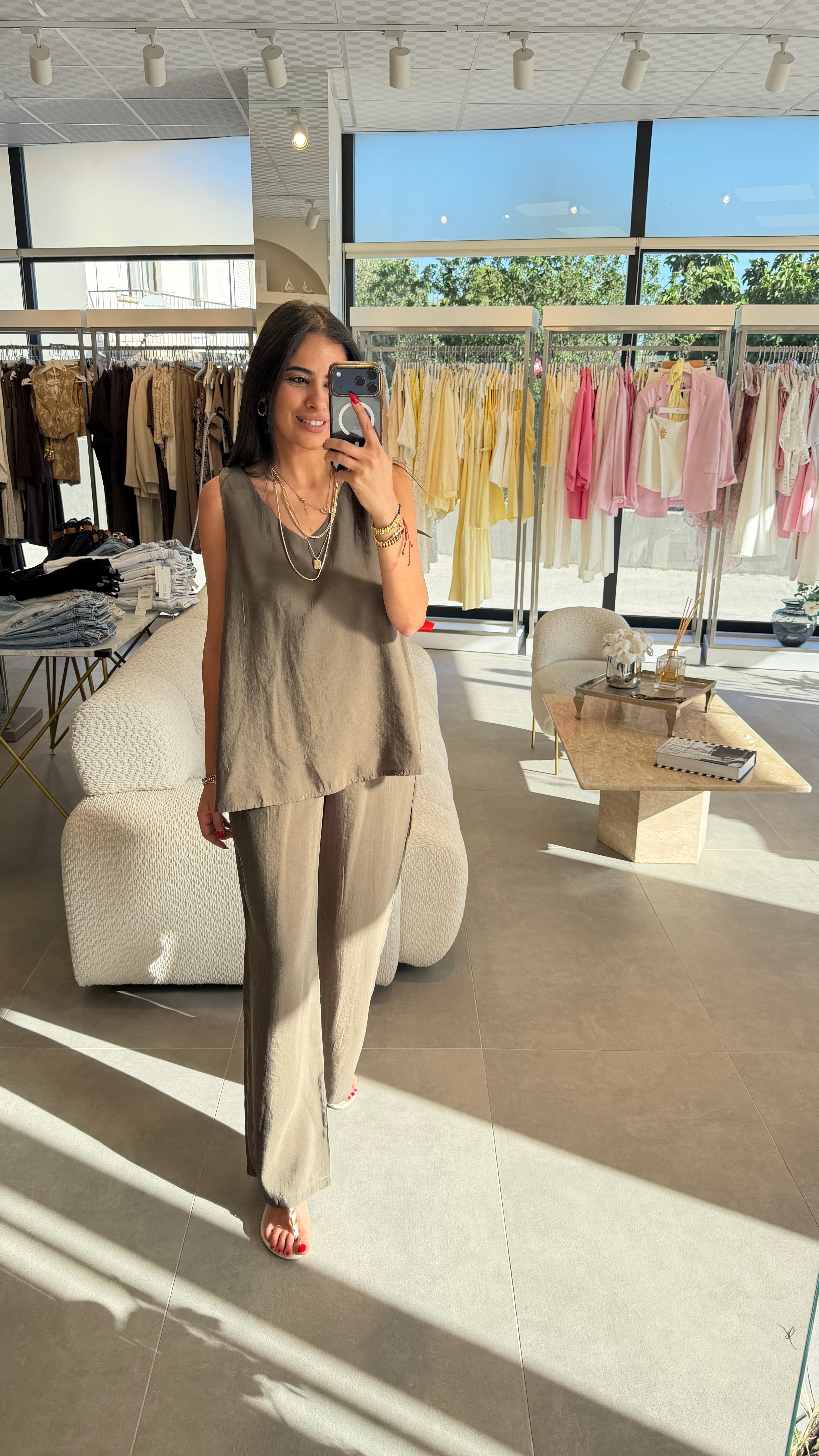 KALIN ASKILI V YAKA BLUZ PANTOLON TAKIM HAKİ