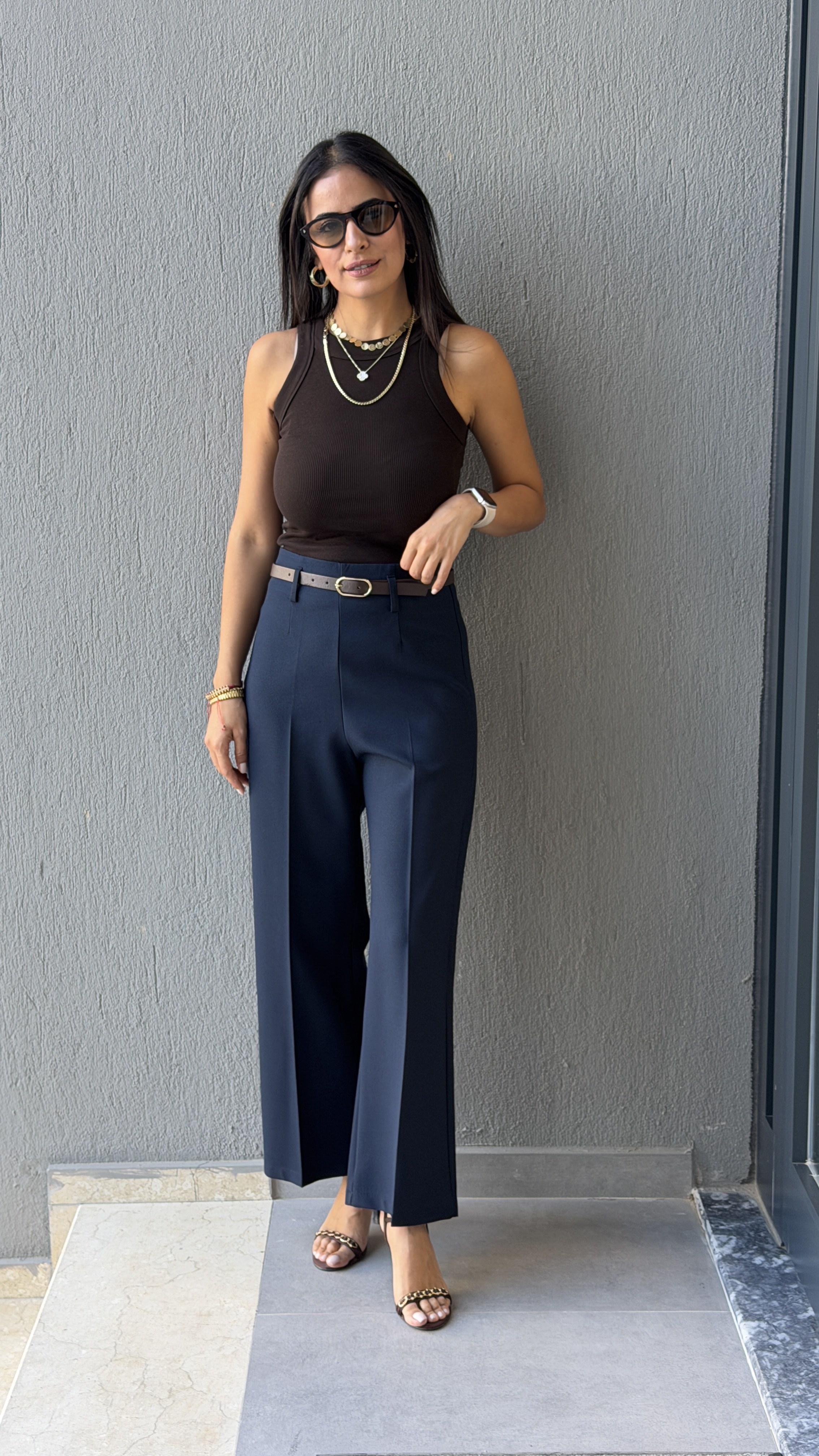 KEMERLİ PANTOLON LACİVERT