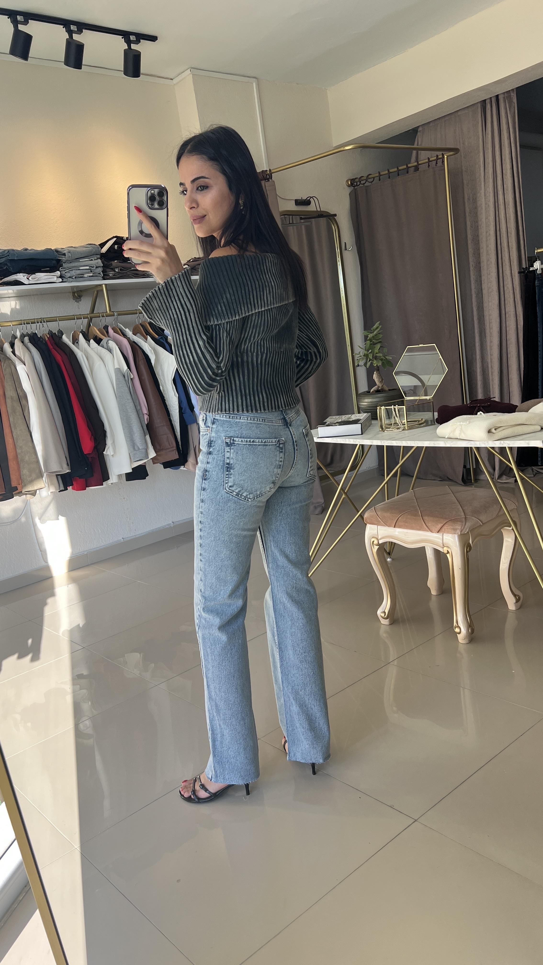 KESİK PAÇA , STRAIGHT FİT , KOT PANTOLON AÇIK MAVİ 7114-14