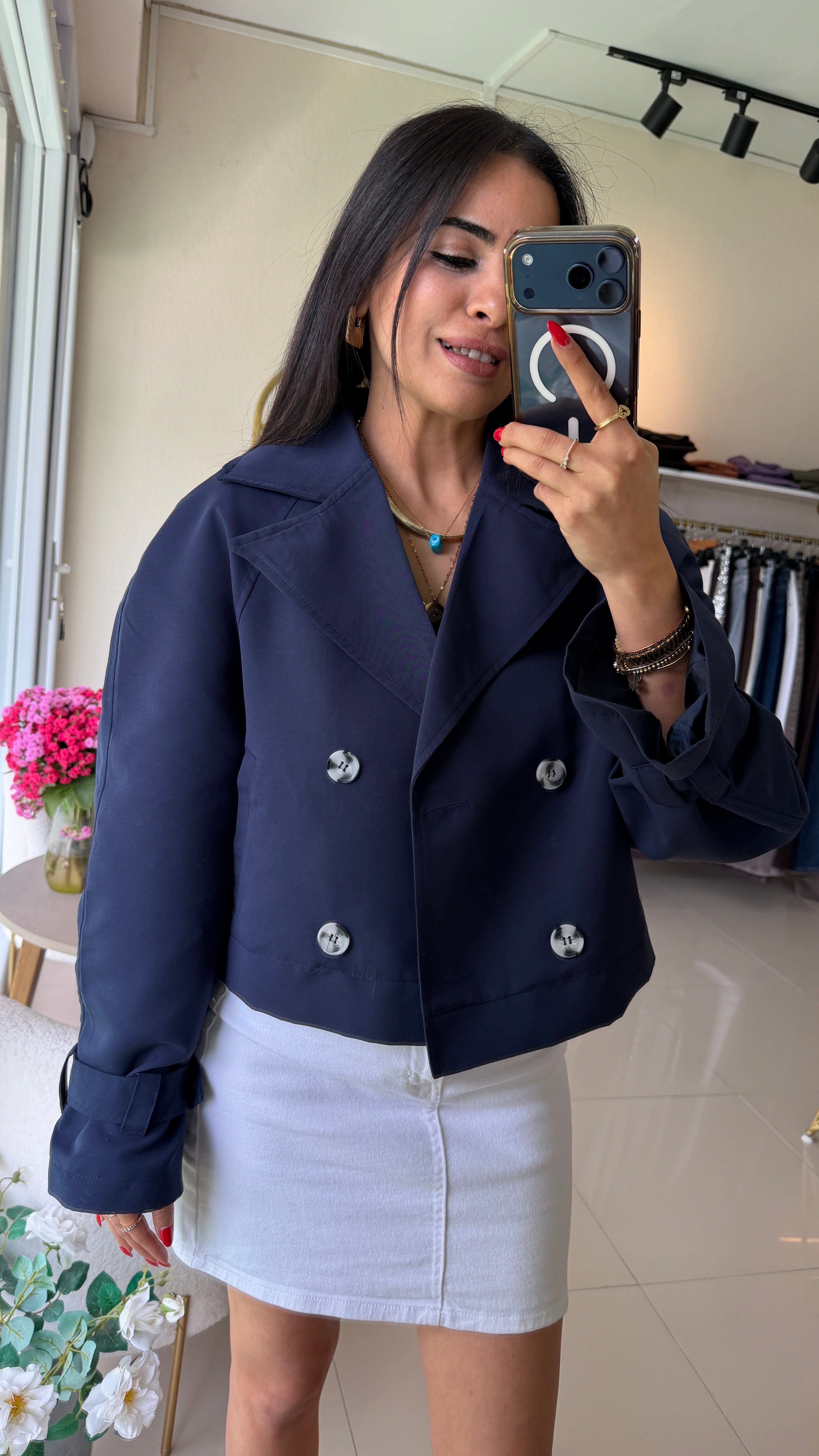 MARKA MODEL TRENÇKOT LACİVERT