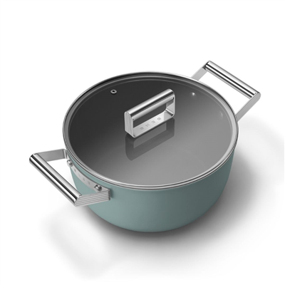 Smeg 50's Style Retro CSF2412EGM Kapaklı Derin Tencere 24 cm - Zümrüt Yeşili