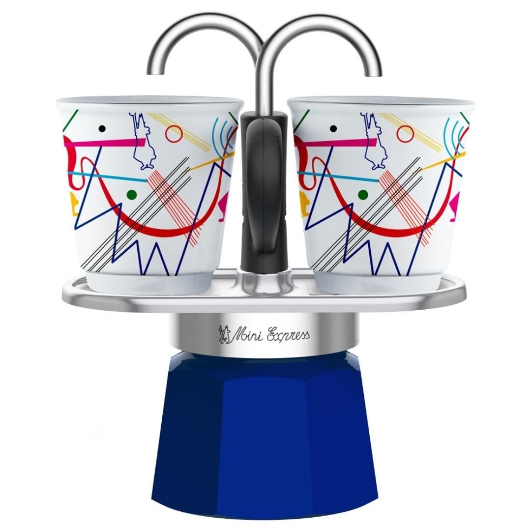 Bialetti Mini Express Kandinsky Moka Pot Seti + 2 Espresso Fincanı