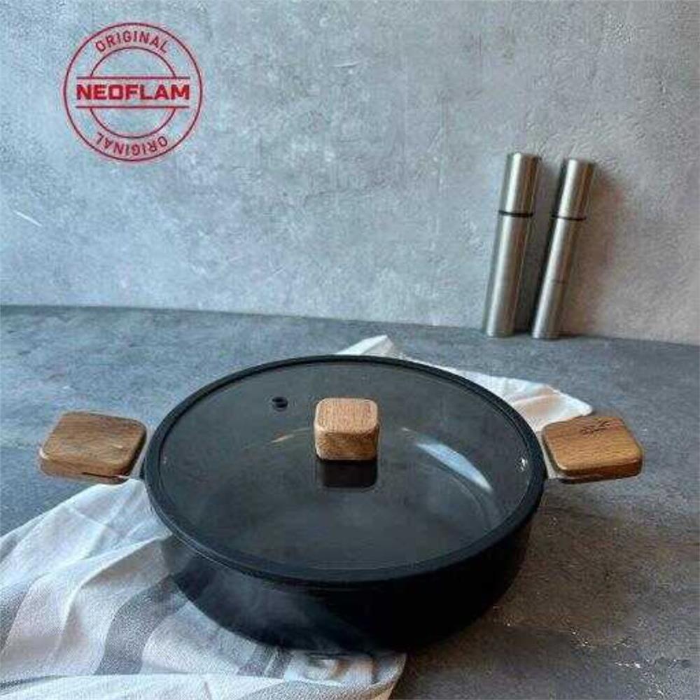 Bıen Alüminyum Döküm Sığ Tencere, Siyah 24Cm