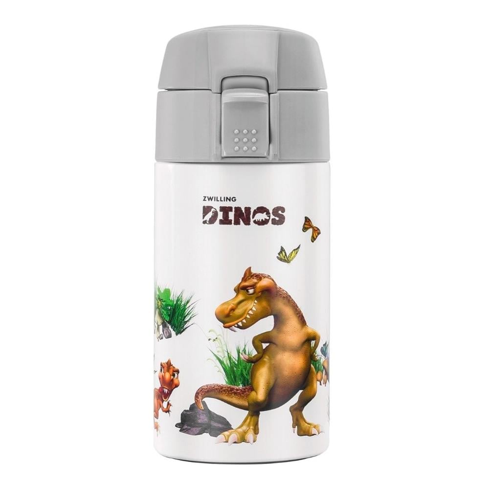 DİNOS MATARA | 350 ML | PASLANMAZ ÇELİK | BEYAZ GRİ