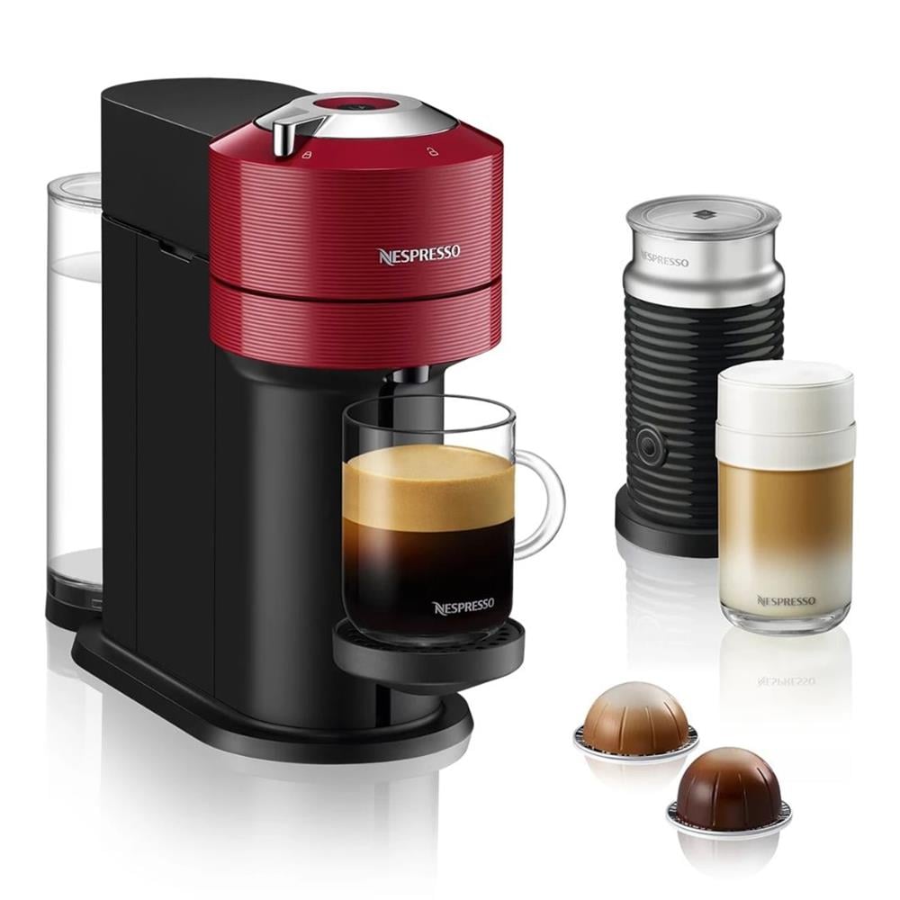 Nespresso Vertuo Next Vişne Kırmızısı Kahve Makinesi ve Süt Köpürtücü