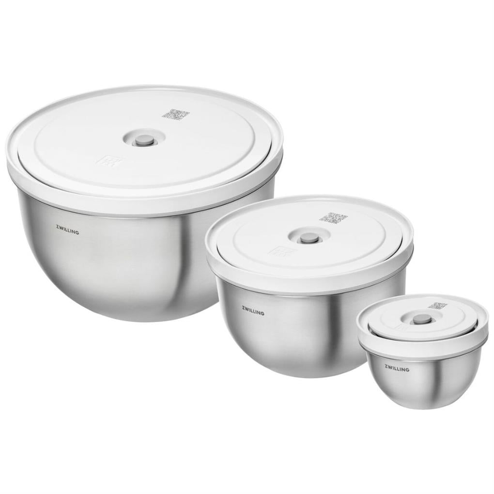 ZWILLING Fresh & Save BOWLSVacuum bowl set S/M/L / 6-parça, paslanmaz çelik, Gümüş Beyazı