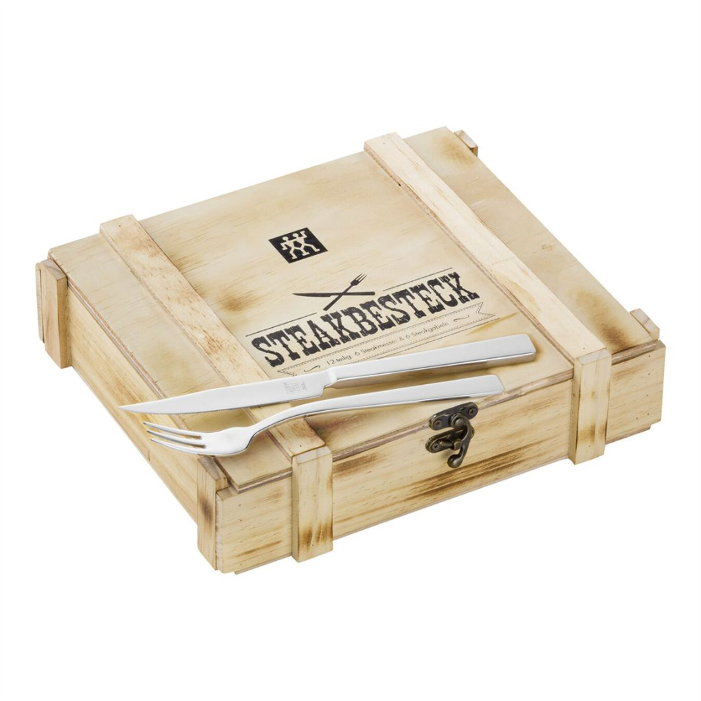 Zwilling Specials Biftek Çatal Bıçak Seti - 12 Parça, 18/10 Paslanmaz Çelik, Ahşap Kutulu