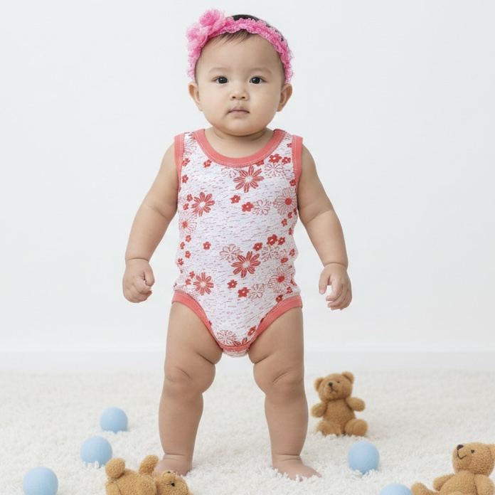 Çiçek Desenli Çıtçıtlı Atlet Body 0-3 Ay