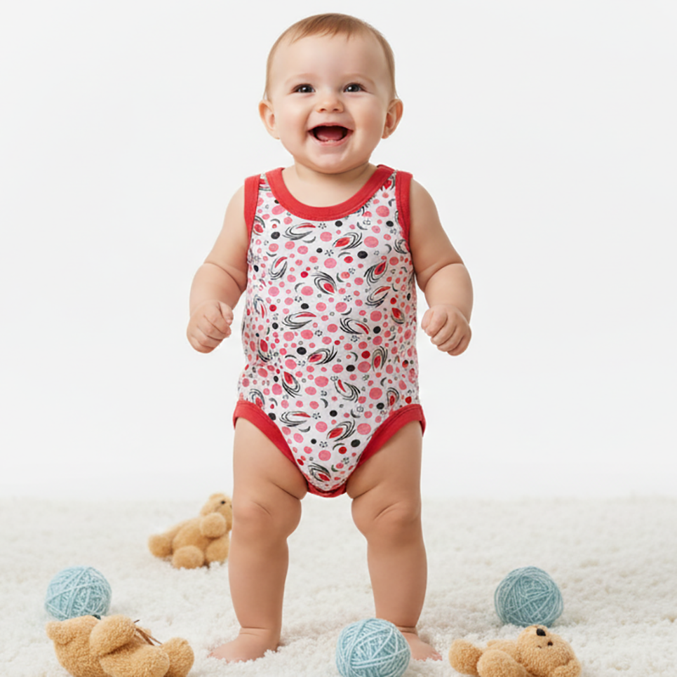 Nokta Desenli Çıtçıtlı Atlet Body 0-3-6 Ay