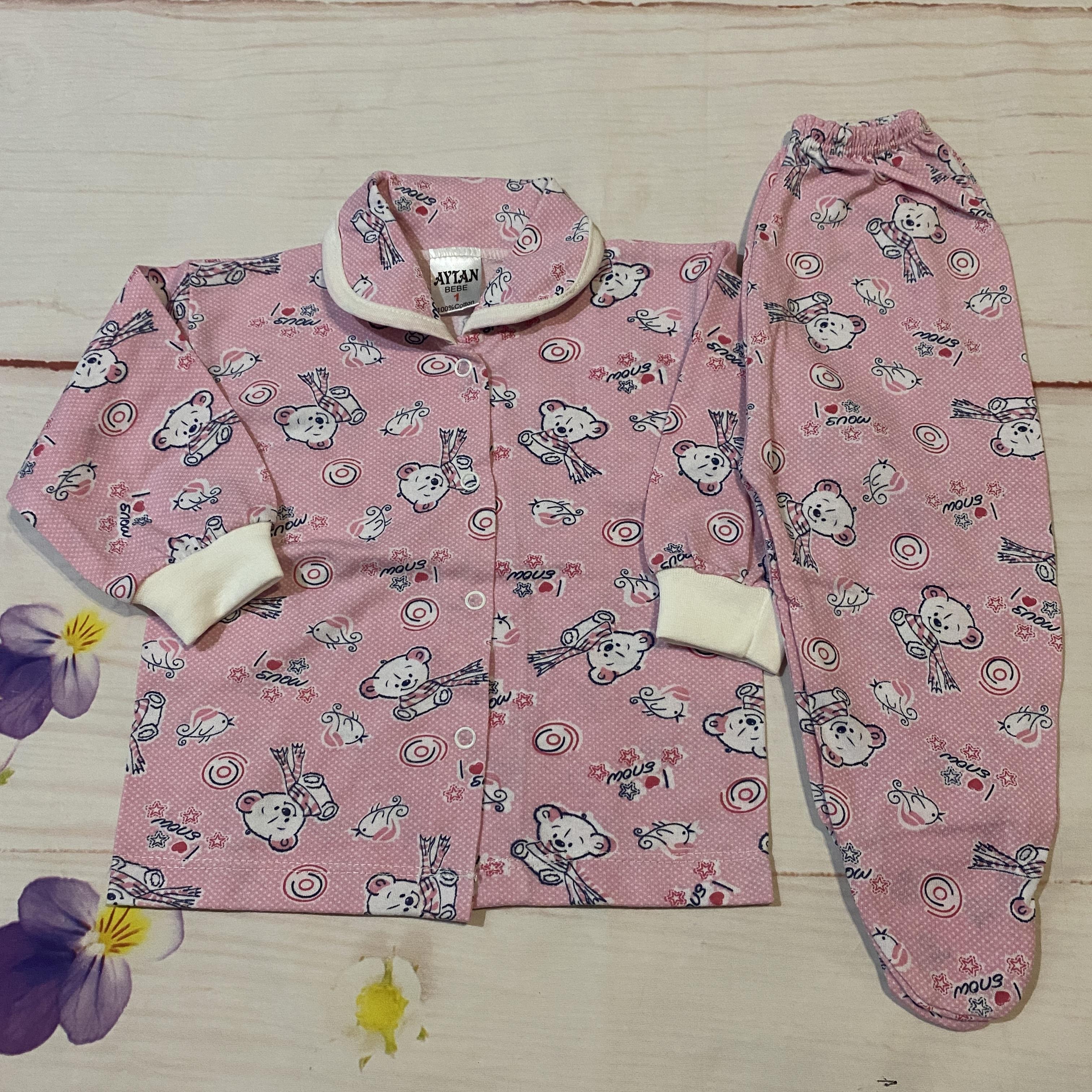 Önden Çıtçıtlı Patikli Pijama Takımı