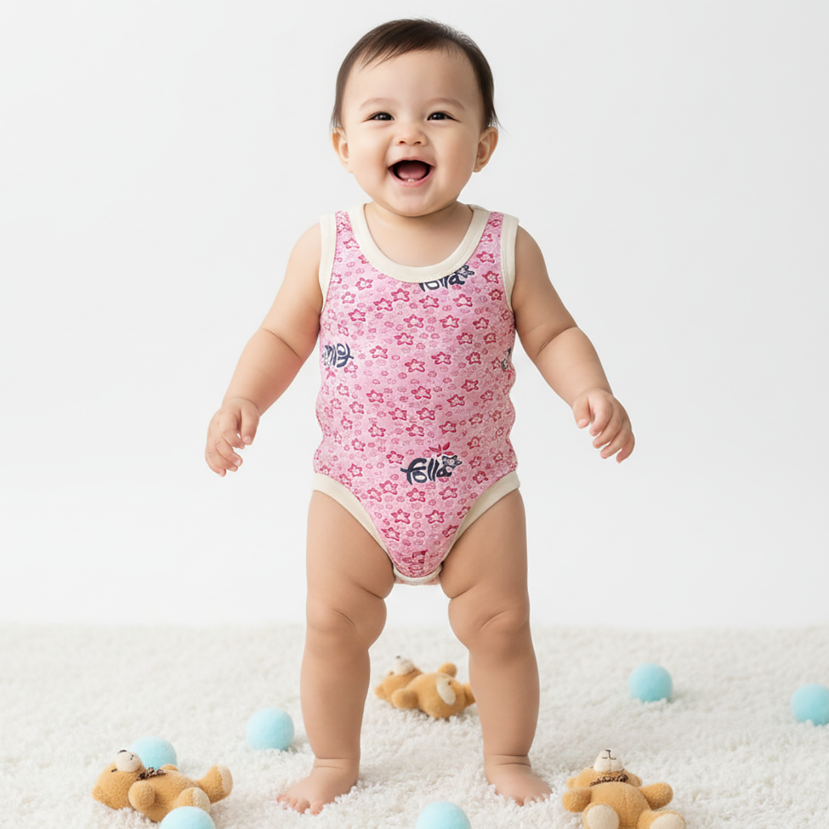 Pembe Desenli Çıtçıtlı Atlet Body 0-6 Ay